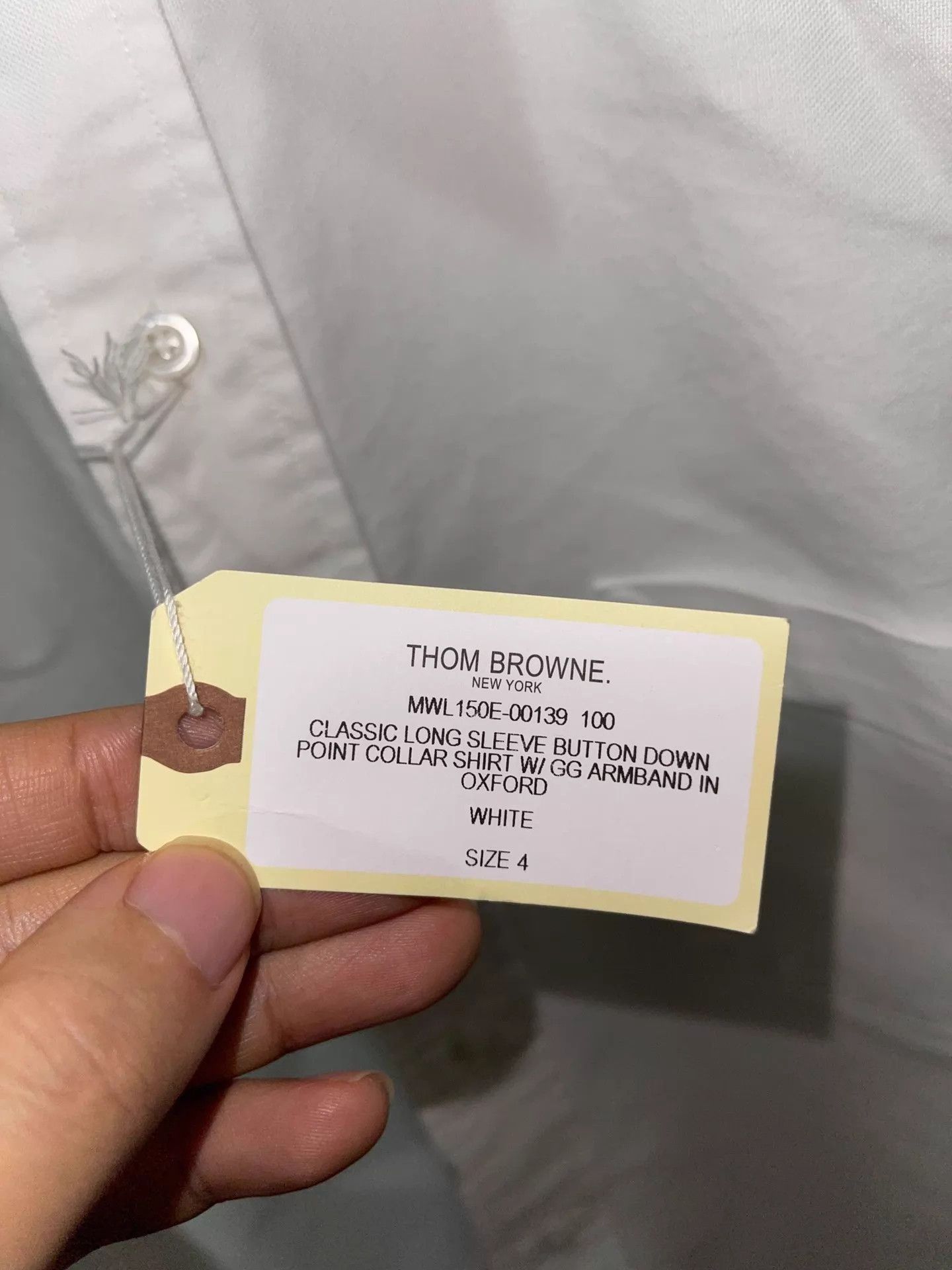 Thom Browne White Long Sleeve Button-Up Shirt with Striped Sleeves Size US XL / EU 56 / 4 - 9 Thumbnail