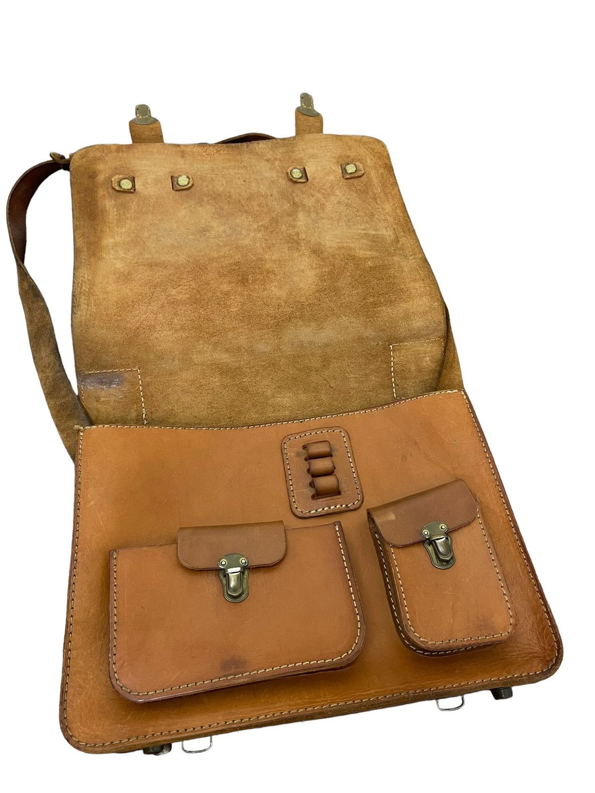 Genuine Leather Full Leather Patina Vtg Herz Japan Handmade Satchel Bag 1🟩 Size ONE SIZE - 9 Thumbnail