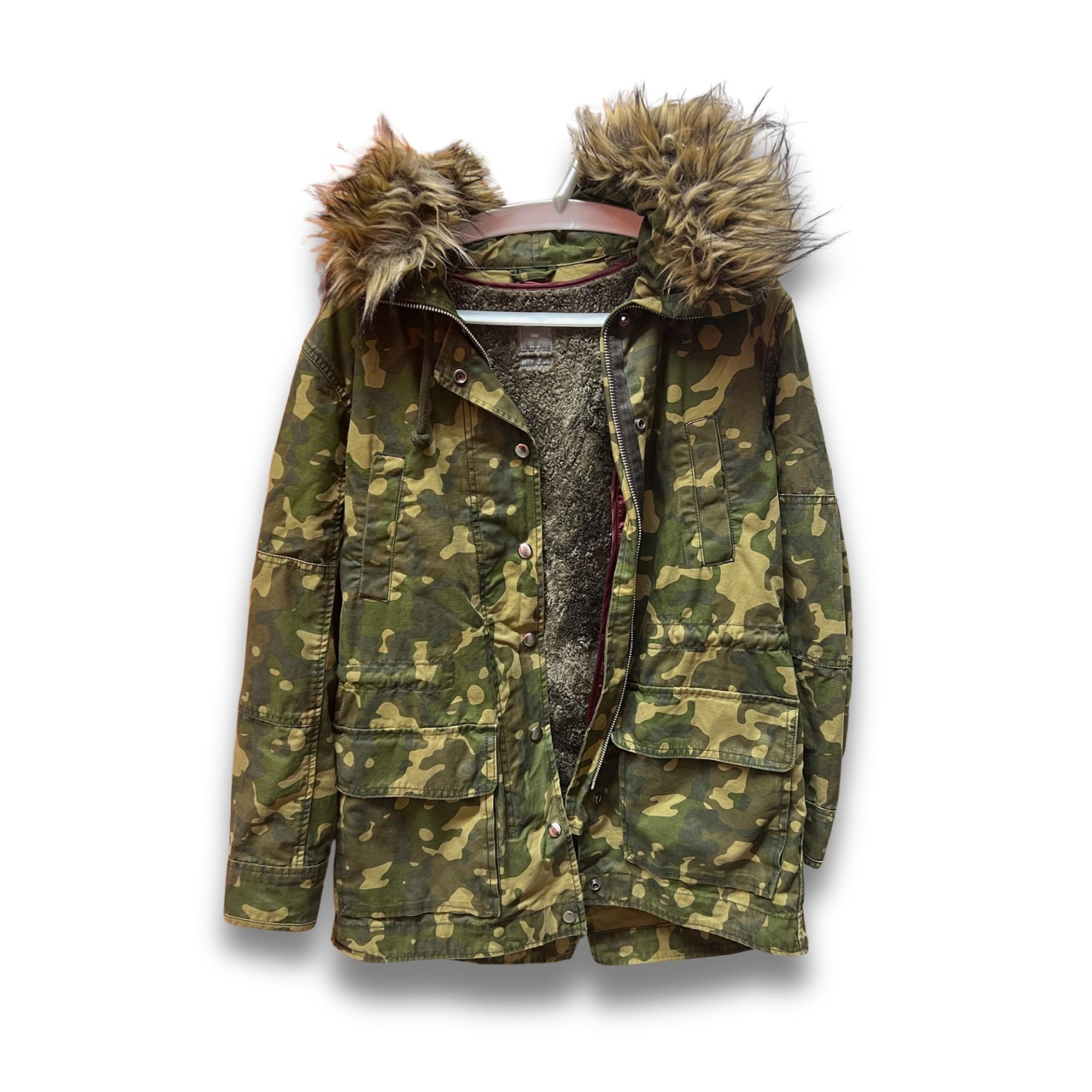 Gap Gap XS Camo Faux Fur Trim Parka Jacket With Leopard Print Li Size XS / US 0-2 / IT 36-38 - 2 Thumbnail
