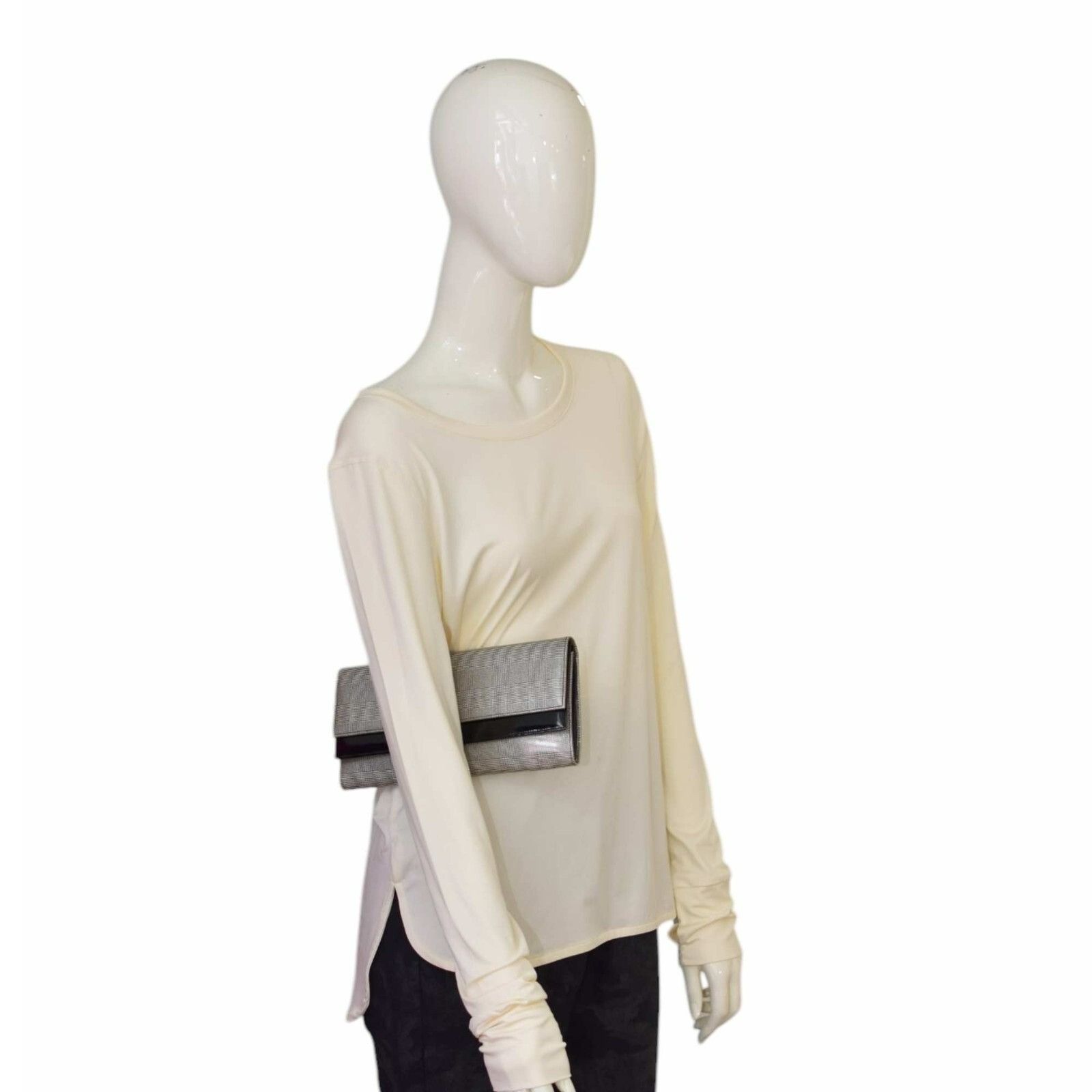 Gianfranco Ferre Gianfranco Ferre Prince de Galle & Black Patent Leather Clut Size ONE SIZE - 8 Thumbnail