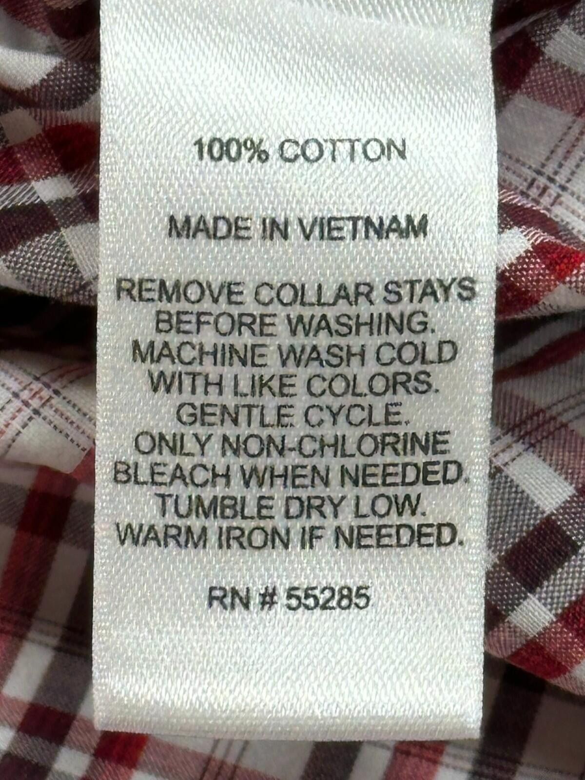 Express Express Fitted Striped/Check Button Up Red Mens M 15-15.5 Size US M / EU 48-50 / 2 - 8 Thumbnail
