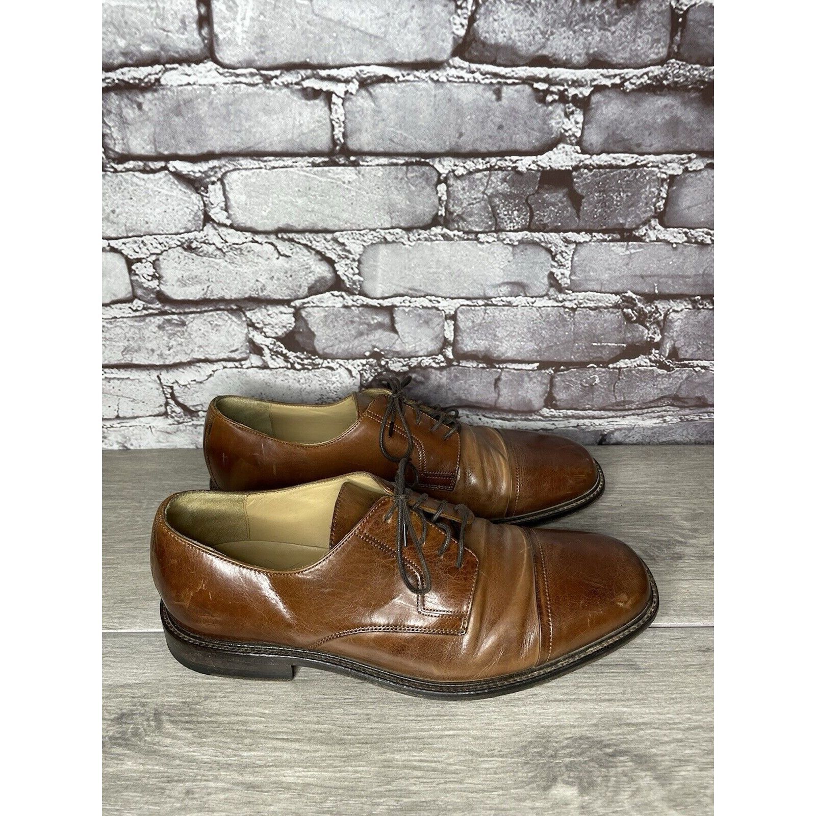 Johnston & Murphy Johnston Murphy J. Murphy Brown Leather Cap Toe Oxford Dress Size US 10 / EU 43 - 24 Thumbnail