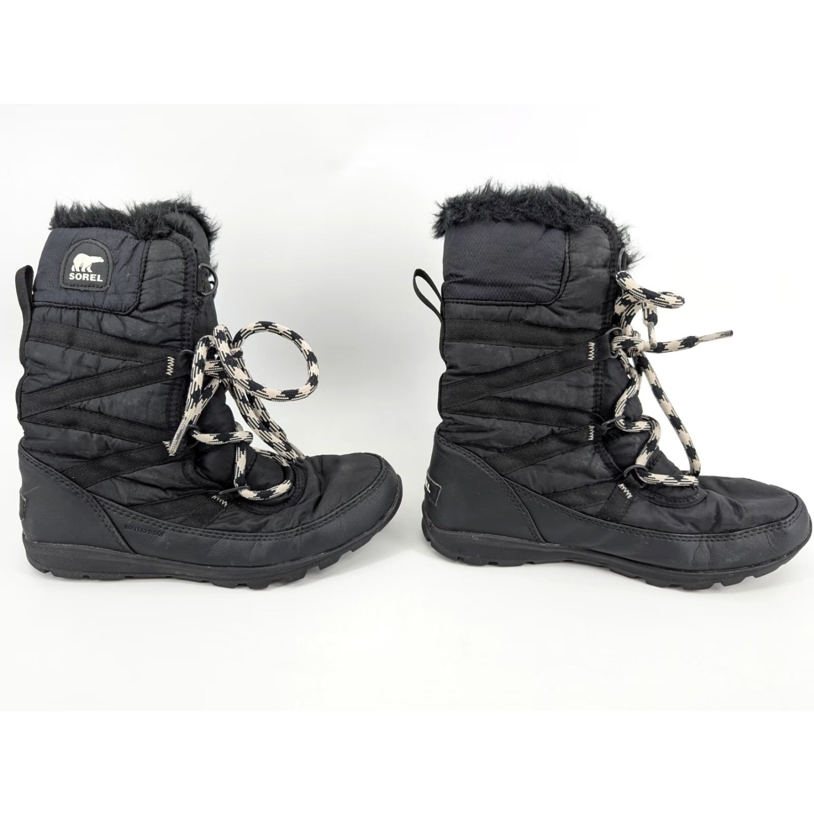 SOREL Sorel Womens Snow Boots Mid Calf Waterproof Insulated Lace Up Black Faux Fur Winter Outdoor Size 6.5 Size US 7 / IT 37 - 3 Thumbnail