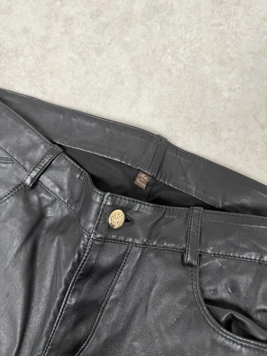 Roberto Cavalli AW2015 Roberto Cavalli Premium Black Biker Leather Pants Size US 33 - 12 Thumbnail
