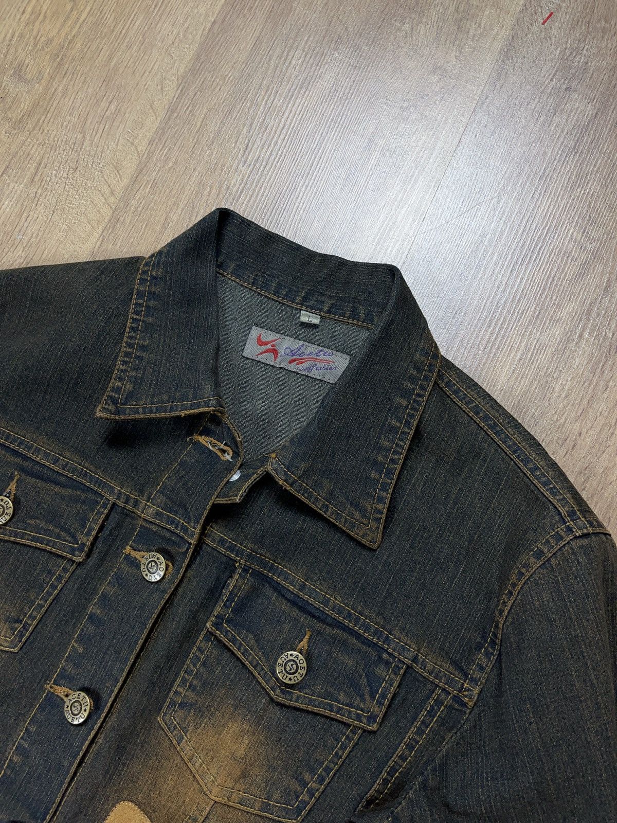 Japanese Brand × Vintage ➕y2k cropped denim jacket mud wash avant garde embroidery Size M / US 6-8 / IT 42-44 - 3 Thumbnail