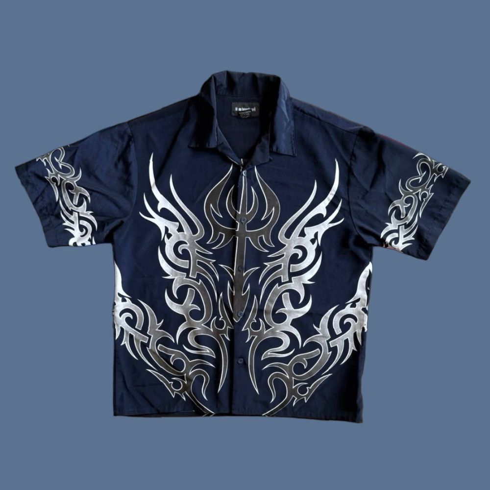 Vintage VINTAGE No Boundaries Tribal Shirt Mens L Navy Button Up Y2K 90s VTG Size US L / EU 52-54 / 3 - 1 Thumbnail
