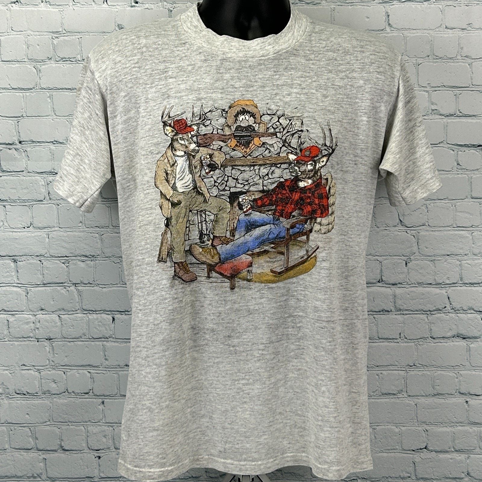 Jerzees Vintage 90s Deer Hunter Funny T Shirt Hunting Cabin M Medium Size US M / EU 48-50 / 2 - 2 Thumbnail