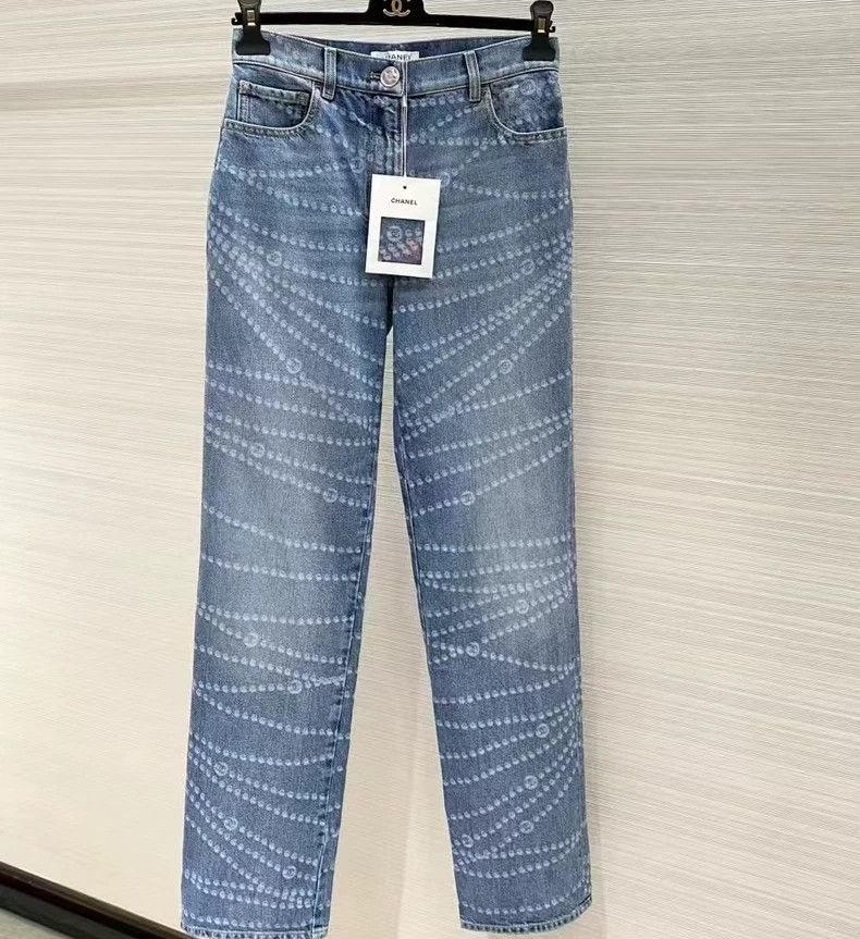 Chanel Chanel 25P light blue pearl straight jeans Size 24" / US 00 / IT 34 - 1 Thumbnail