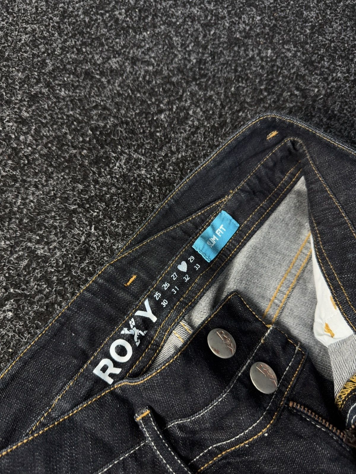 Quiksilver Vintage 00s ROXY Retro Dark Blue Jeans Low Rise USA Style Size 31" - 5 Thumbnail