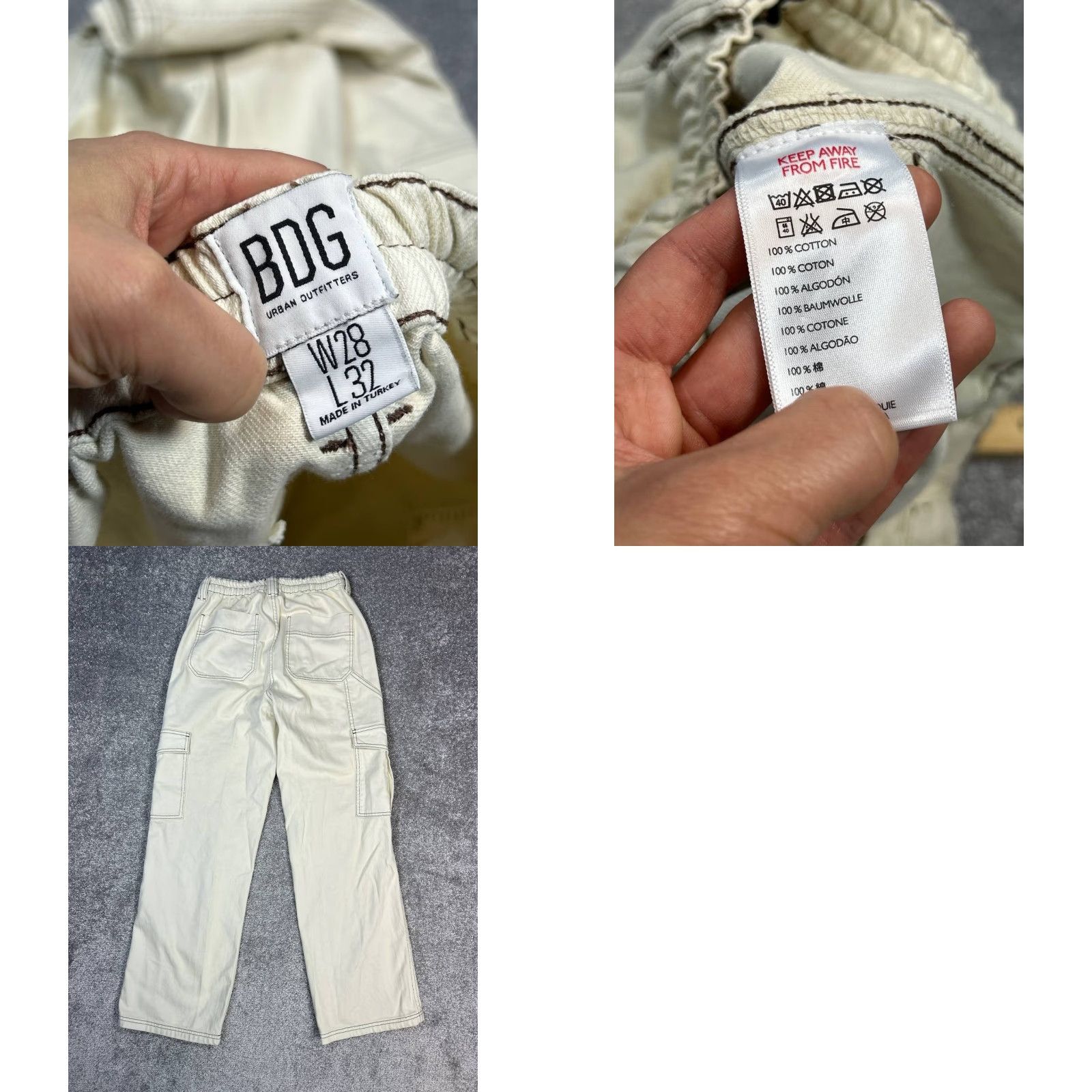 Urban Outfitters Urban Outfitters Jeans Womens 28 Ivory Denim Cargo Straight High Rise Zip Pockets Size 28" / US 6 / IT 42 - 8 Thumbnail