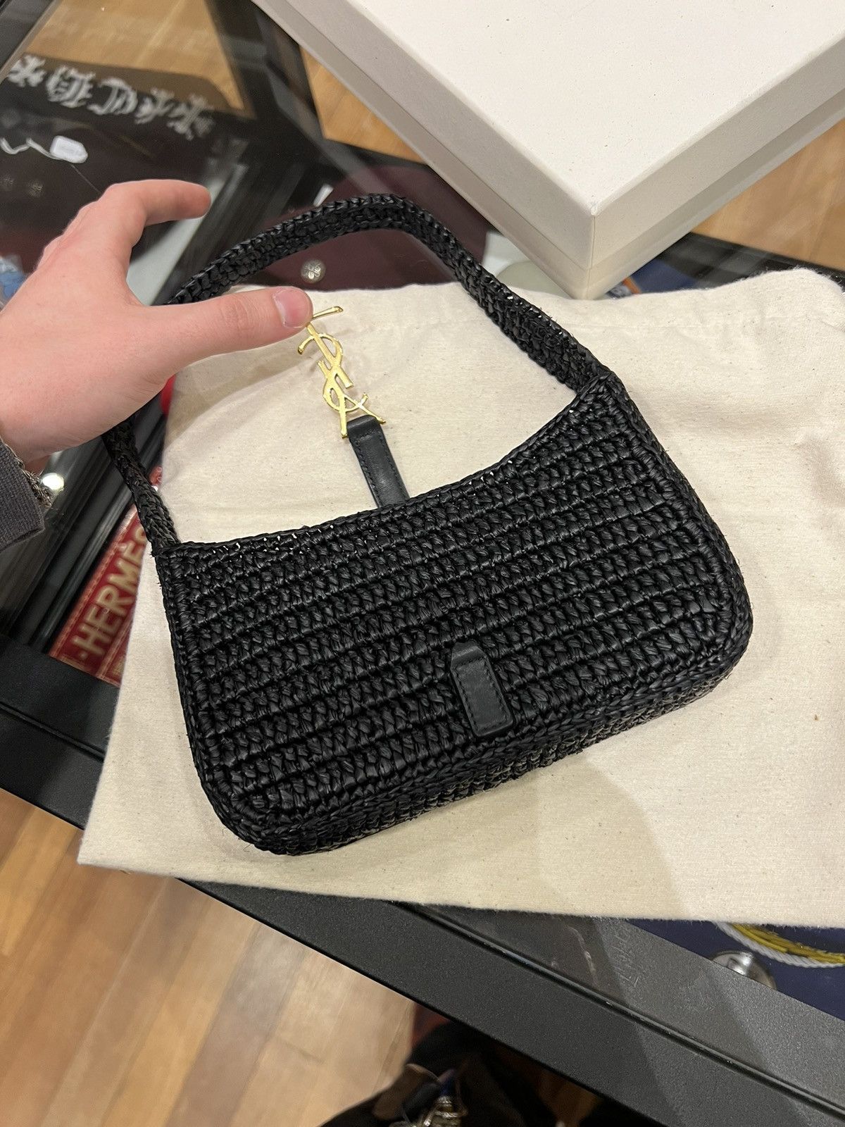 Saint Laurent Paris Saint Laurent YSL Le 5 à 7 Mini Raffia Shoulder Bag Size ONE SIZE - 4 Thumbnail