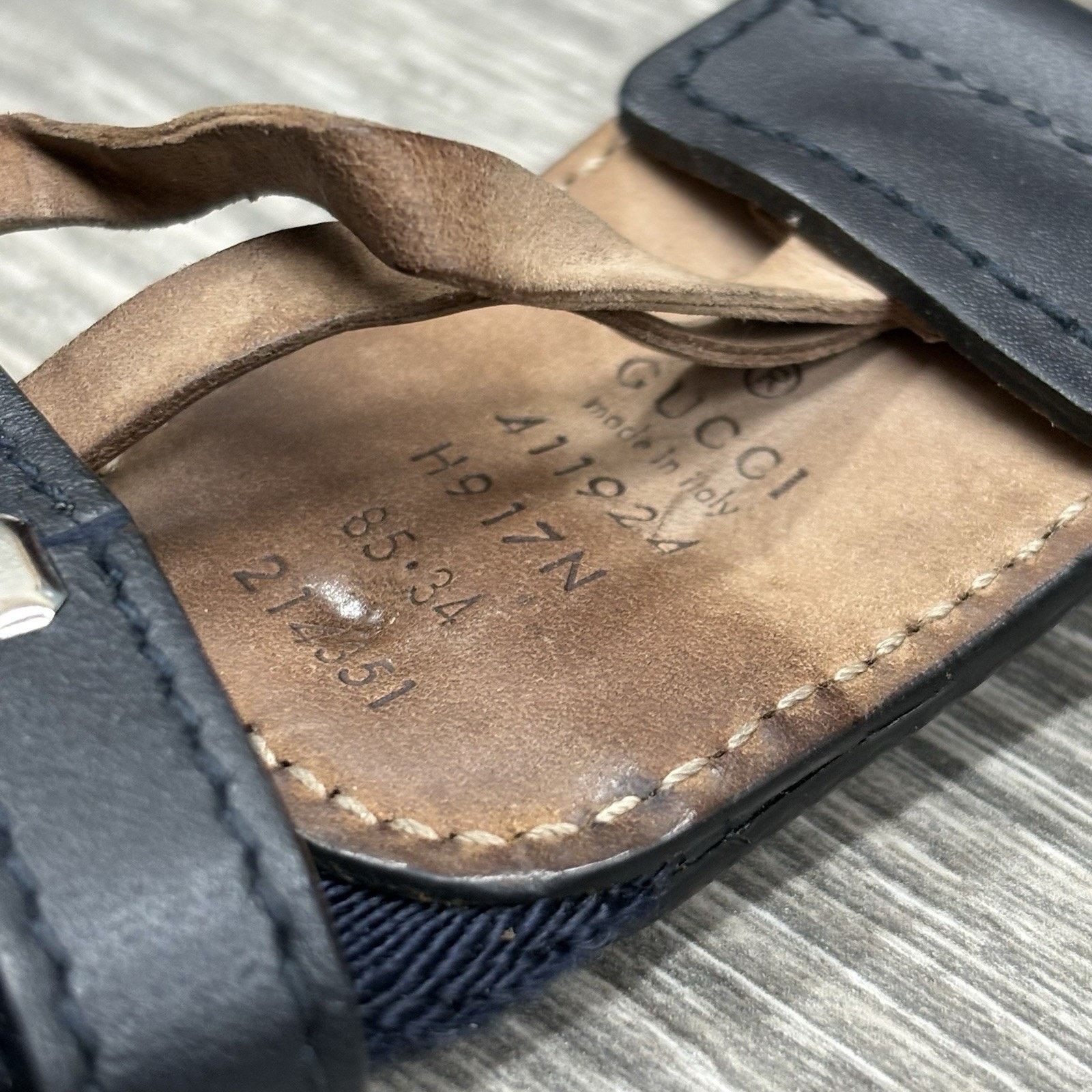 Gucci 85/34 Gucci GG Buckle Web Belt ' Blue Red ' Size 34 - 9 Thumbnail
