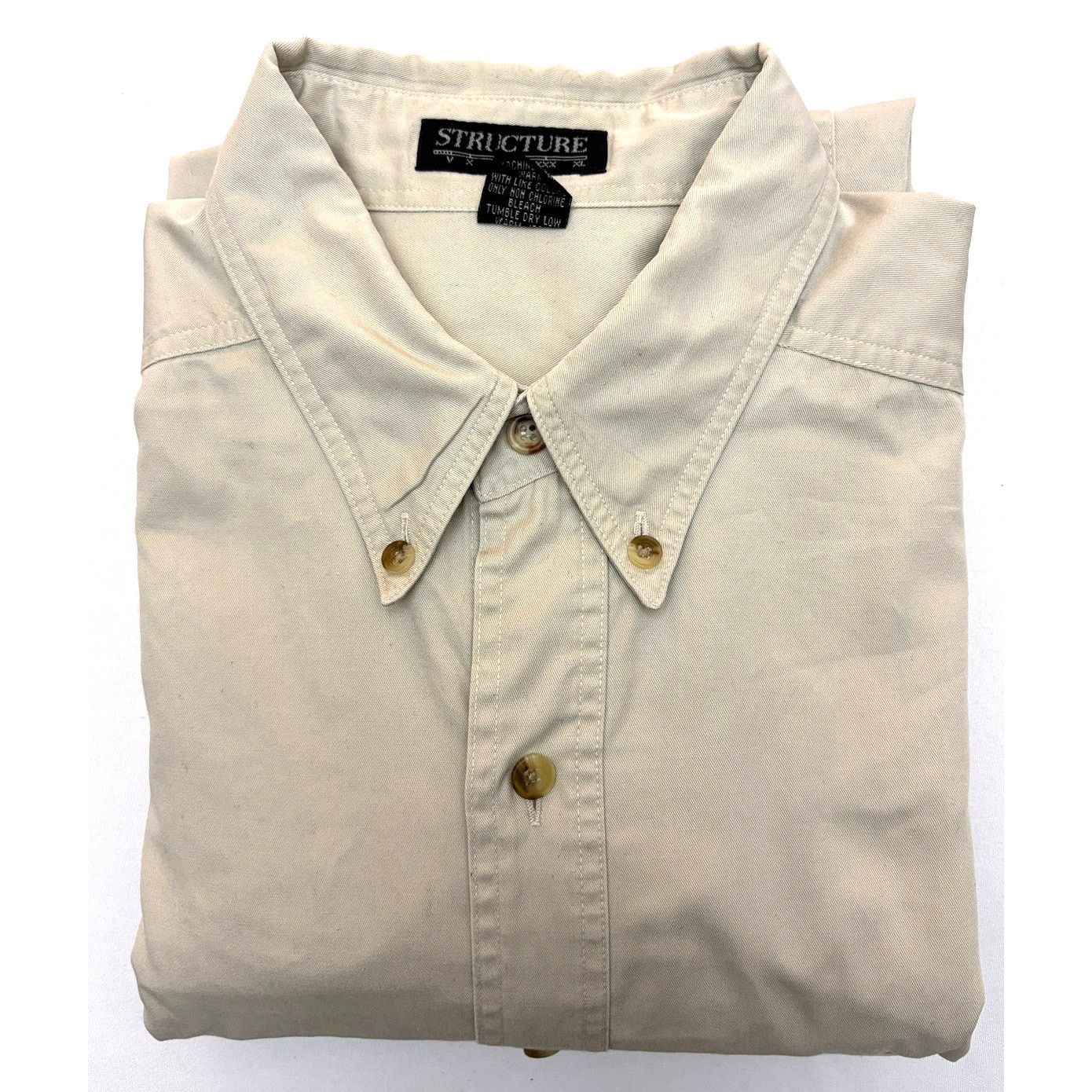 Structure Size L | STRUCTURE Men's Khaki Tan Heavy Weight Cotton Shirt Size US L / EU 52-54 / 3 - 7 Thumbnail