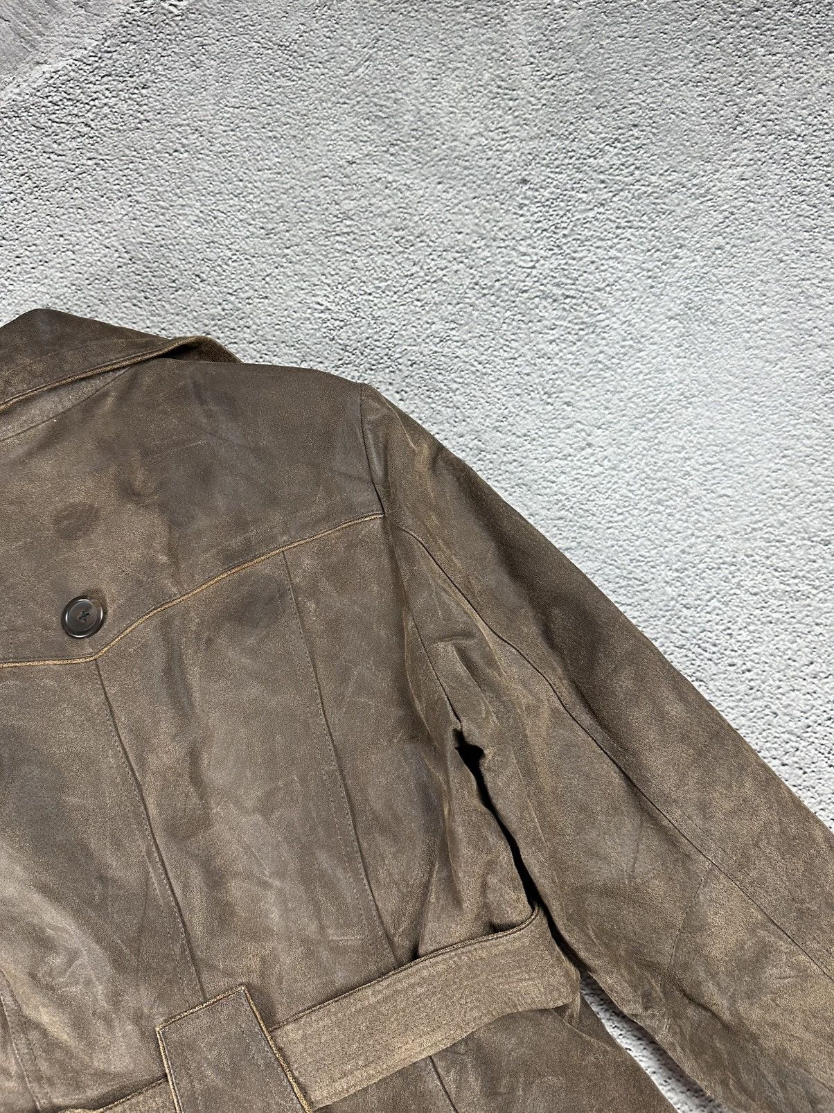 Genuine Leather Diesel Style Genuine Leather Trench Coat Faded Jacket Size M / US 6-8 / IT 42-44 - 9 Thumbnail