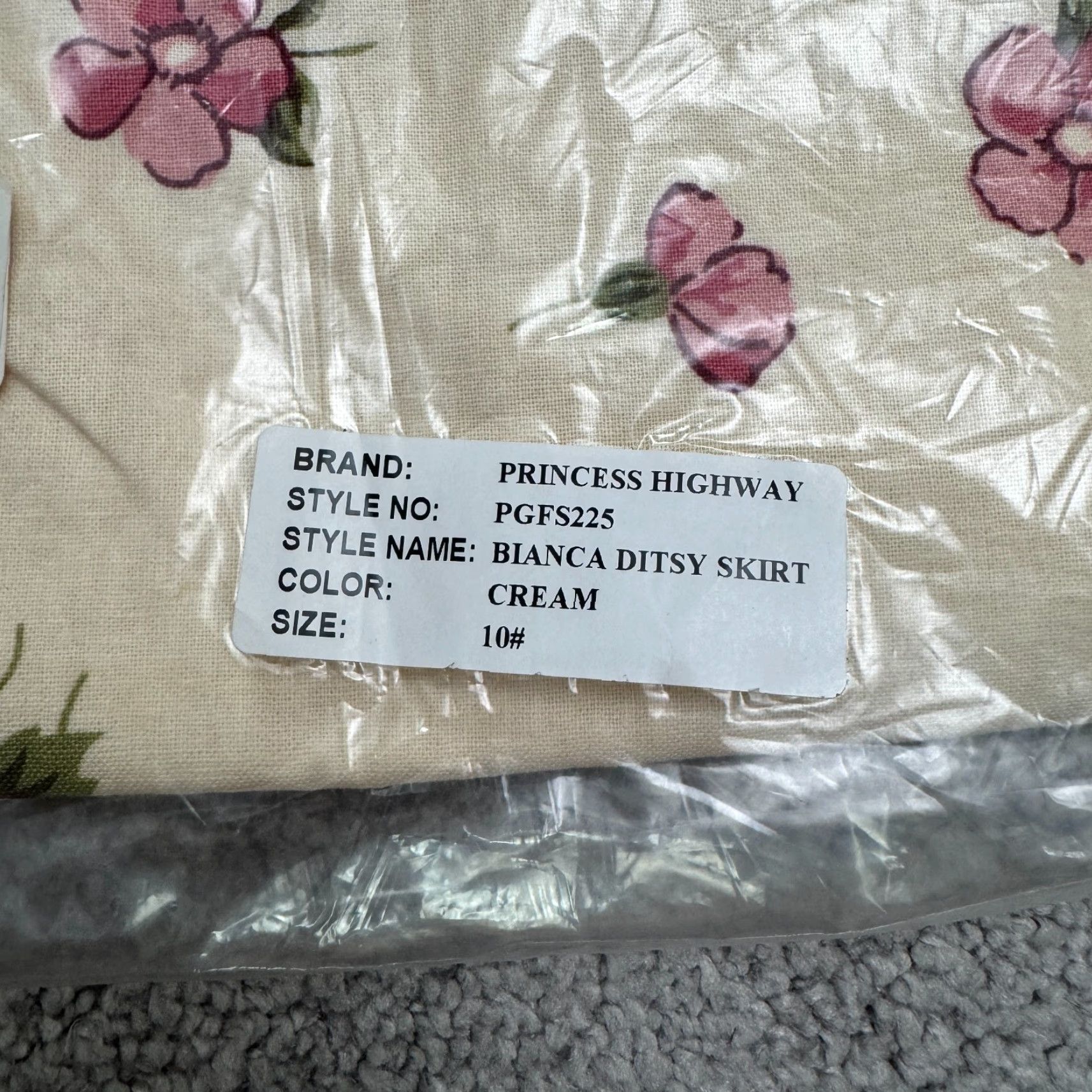 Vintage Princess Highway Floral Skirt Womens Size 6 Beige Belted A-Line Casual Summer NWT Size 28" / US 6 / IT 42 - 5 Thumbnail