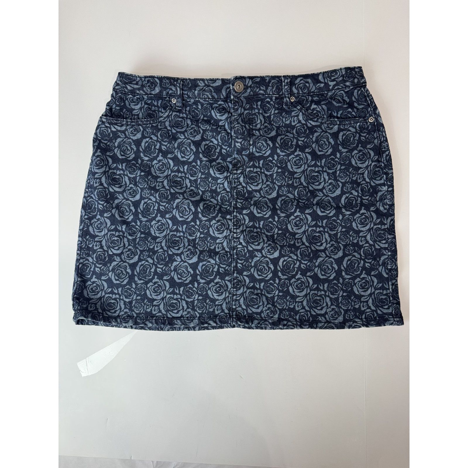 Other Blue Floral Jaquard Denim Mini Skirt 14 Christonper Banks Size 36" / US 14 / IT 50 - 1 Thumbnail