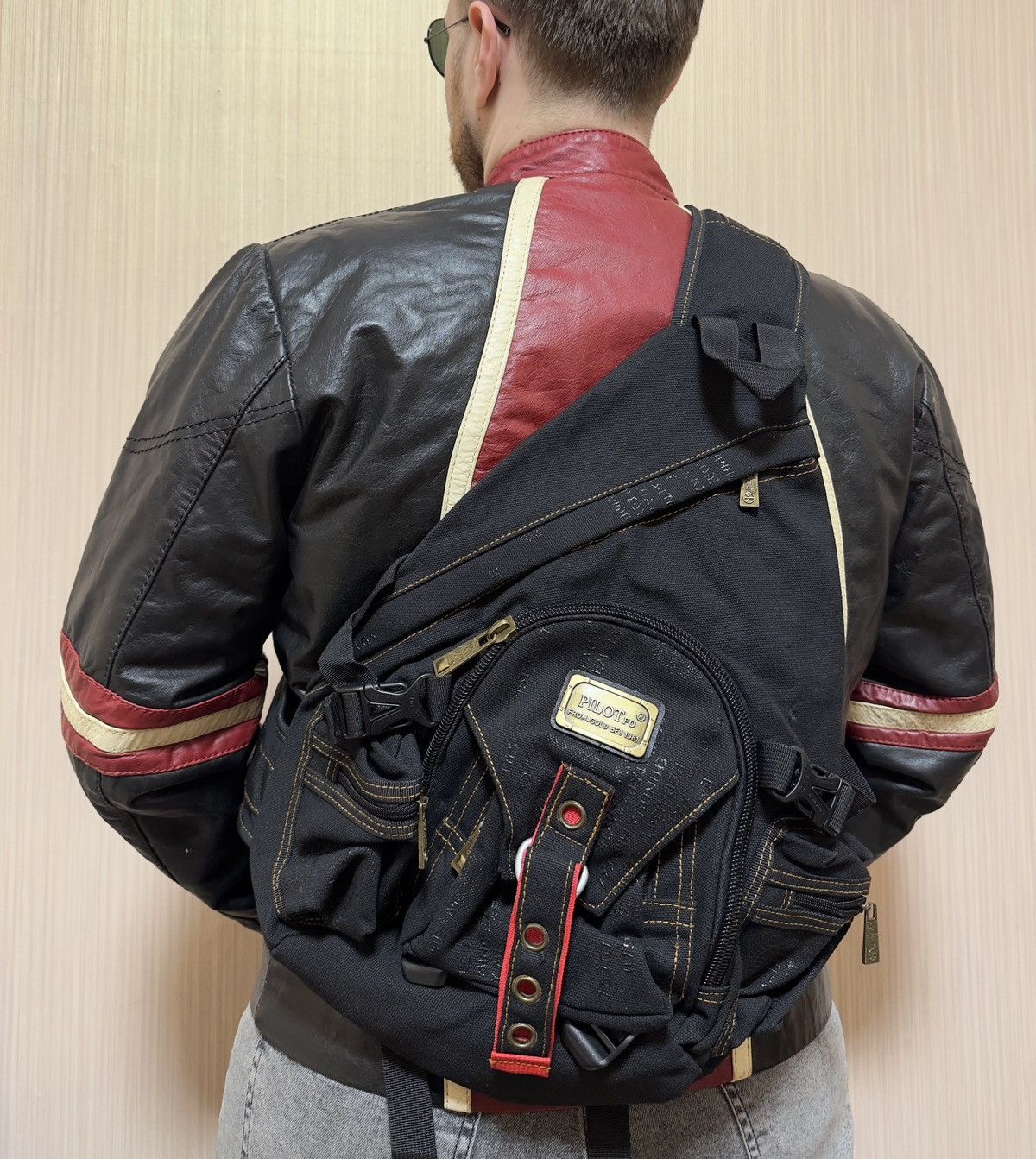 Diesel style faded vintage distressed sling bag