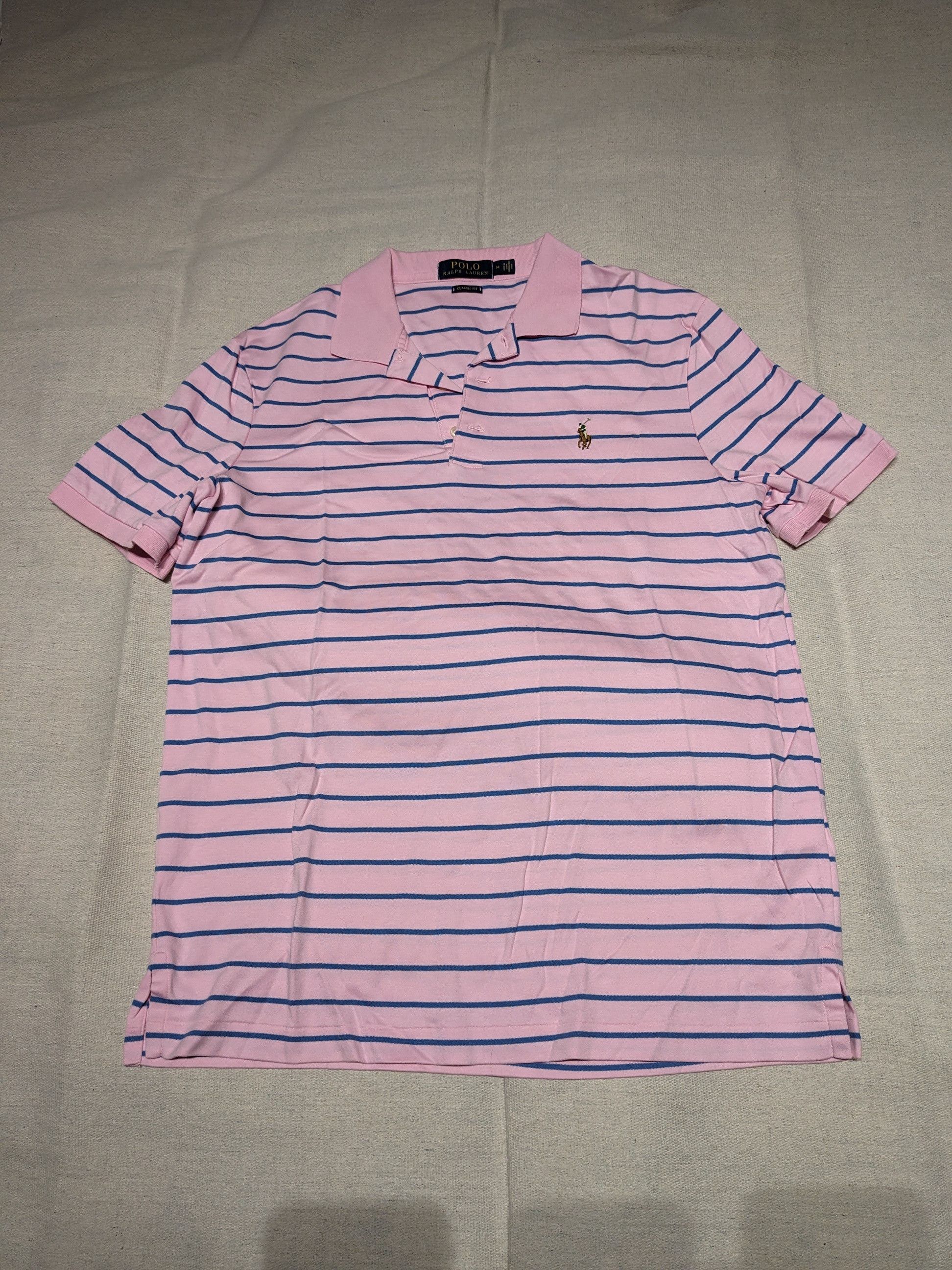 Polo Ralph Lauren Polo pink blue striped short sleeve polo mens M Size US M / EU 48-50 / 2 - 1 Thumbnail
