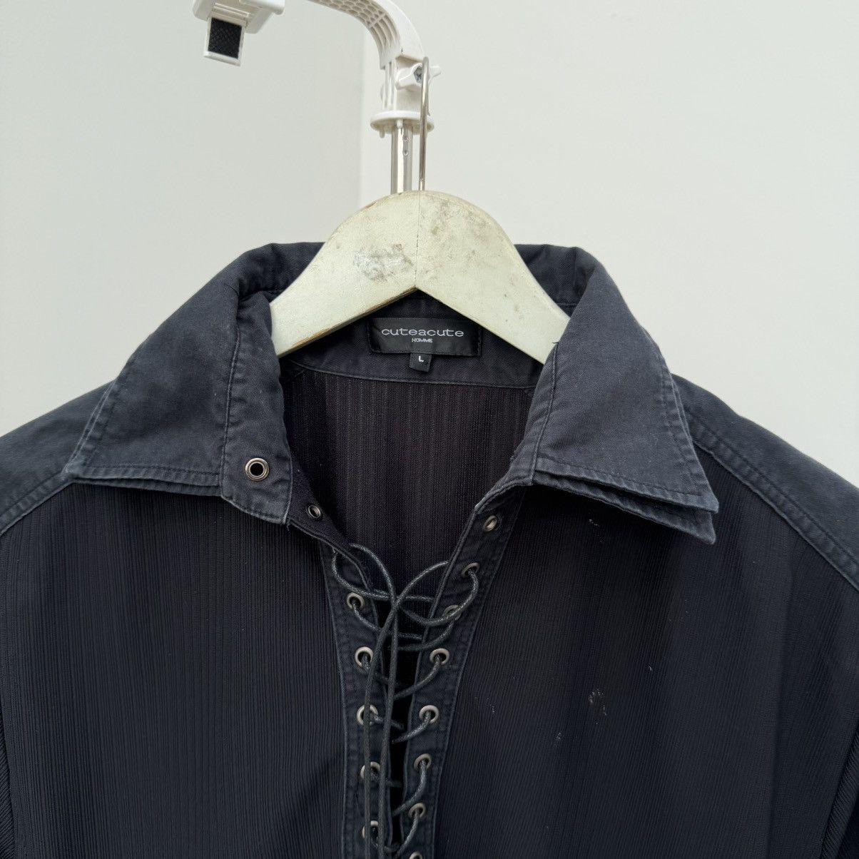 Japanese Brand Cuteacute Homme Lace-Up Ribbed Long Sleeve Size US S / EU 44-46 / 1 - 3 Thumbnail