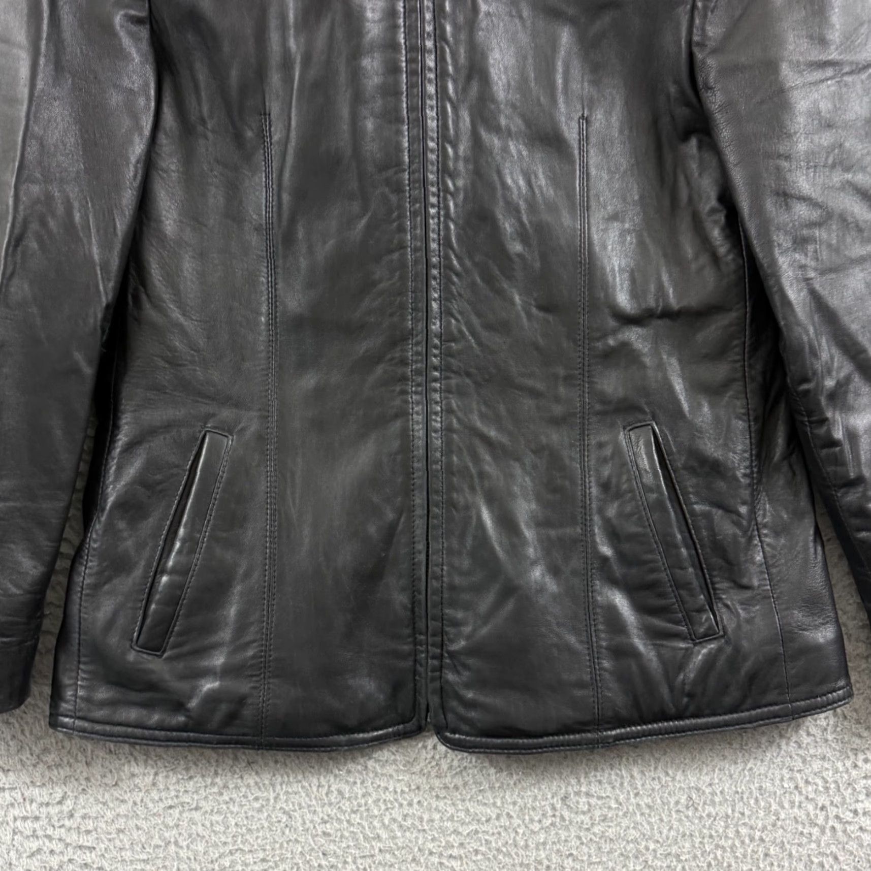 Skin VINTAGE Adler Collection Women's Small Petite Black Lamb Skin Leather Moto Biker Jacket Size S / US 4 / IT 40 - 2 Thumbnail