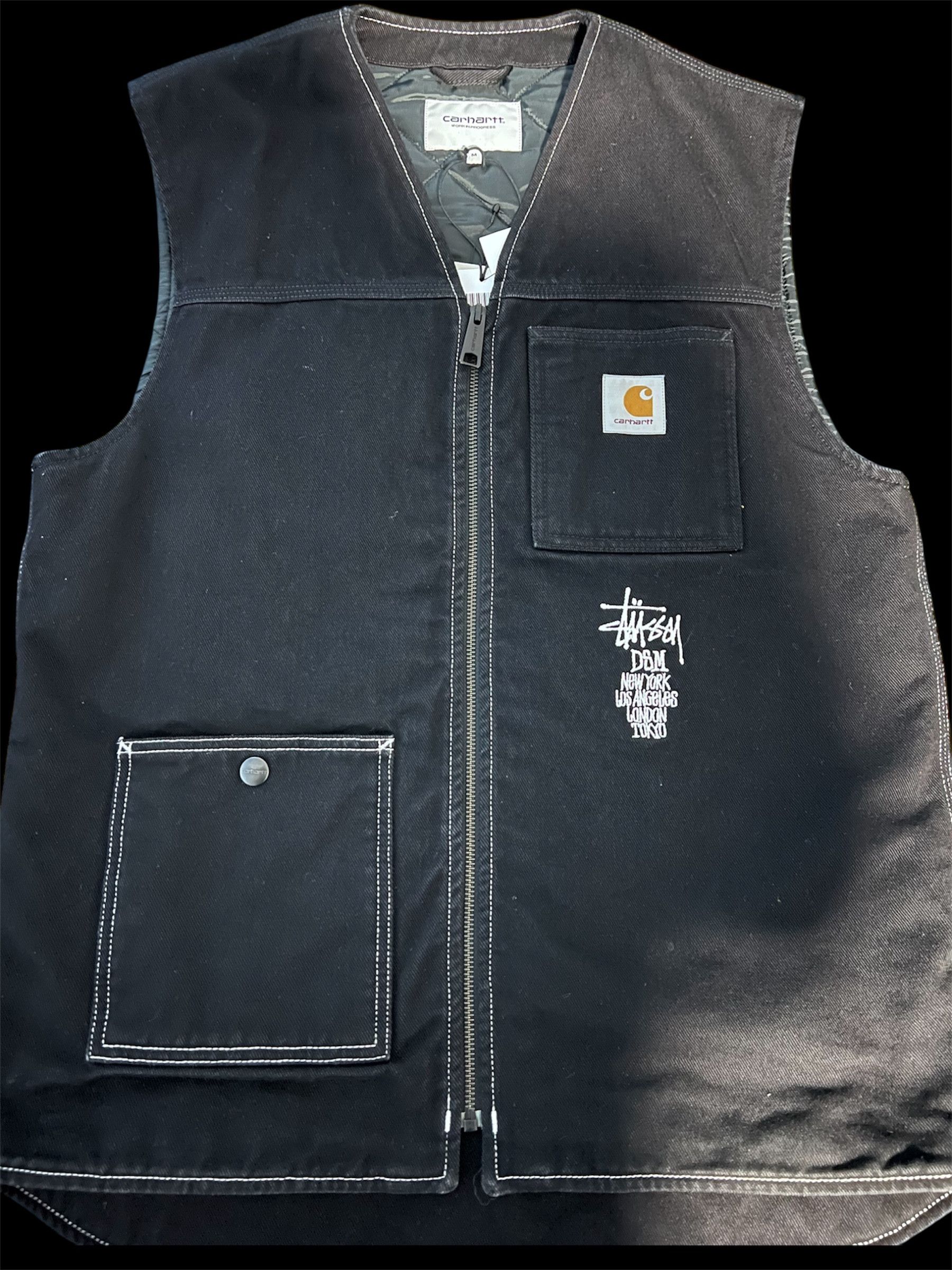 Stussy STUSSY Checker Cargo Vest Blue Black Checkerboard Sz