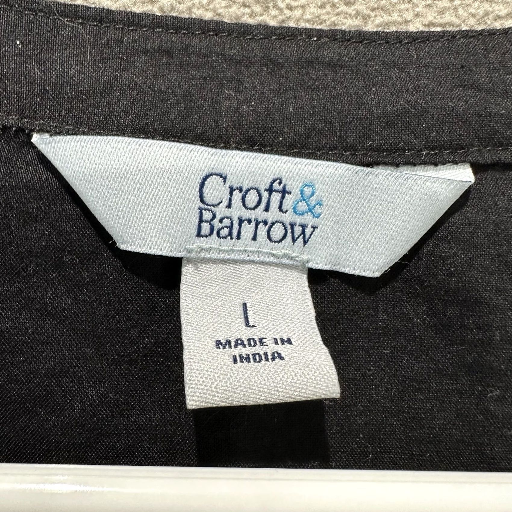 Croft & Barrow Croft & Barrow Shirt Women Large White Eyelet Black Floral Lace Sleeve Size L / US 10 / IT 46 - 4 Thumbnail