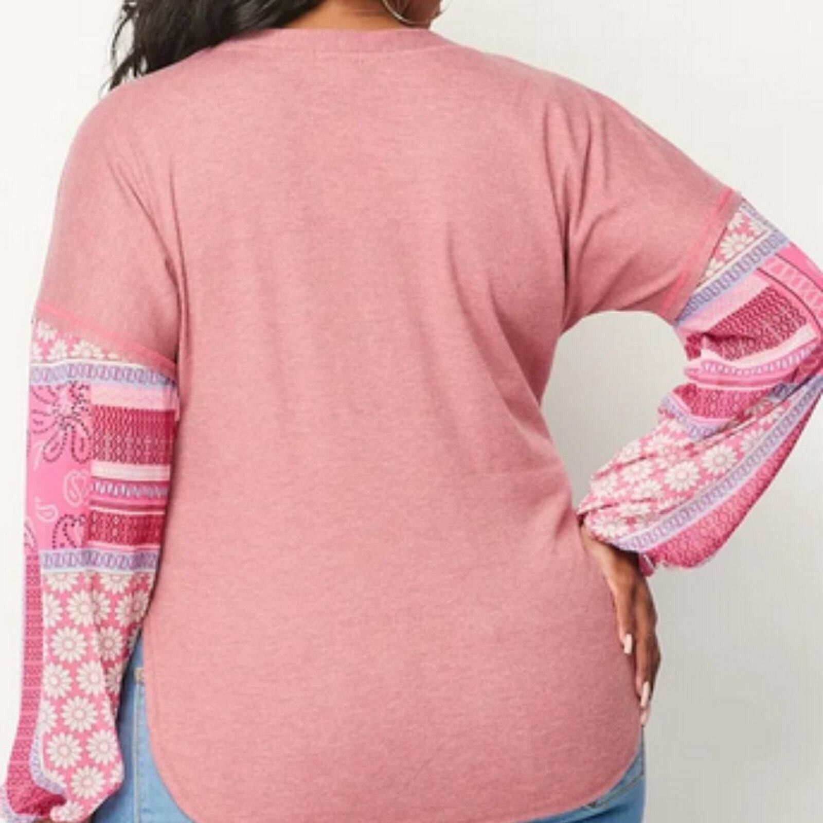 Other BAEA Mixed Cardigan 2X Button-Up Pink Boho Top Patterned Sle Size XXL / US 16-18 / IT 52-54 - 3 Thumbnail
