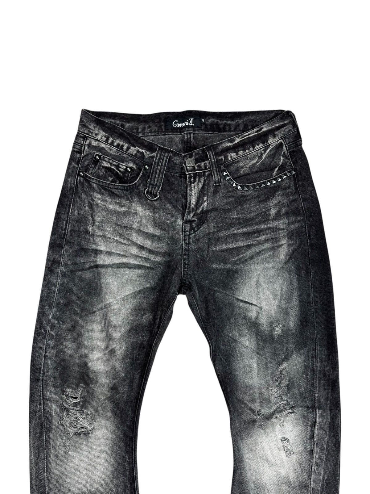 Yasuyuki Ishii 2000s Cavaria - Waxed Clawmark Denim Pants Size US 29 - 3 Thumbnail