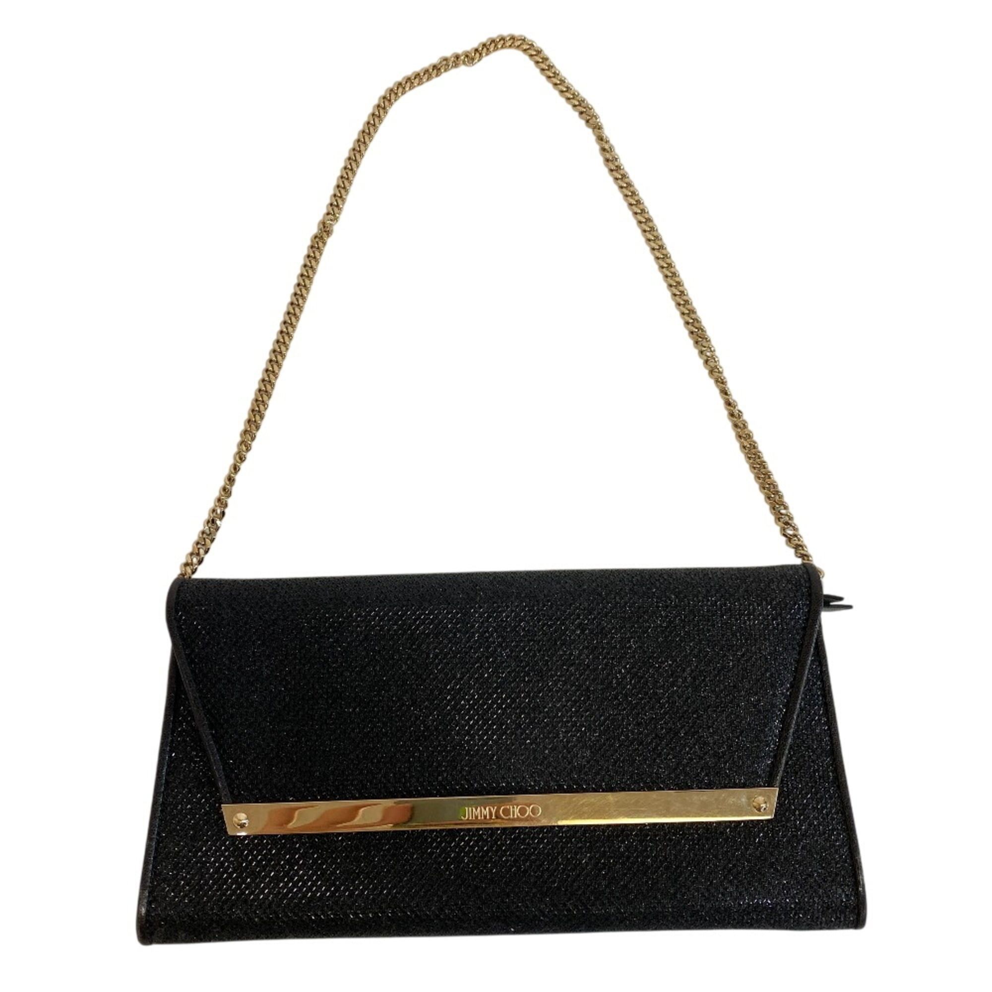 Jimmy Choo JIMMY CHOO Party Bag Chain Wallet Glitter Second Clutch Men's Women's Black Size ONE SIZE - 1 Thumbnail