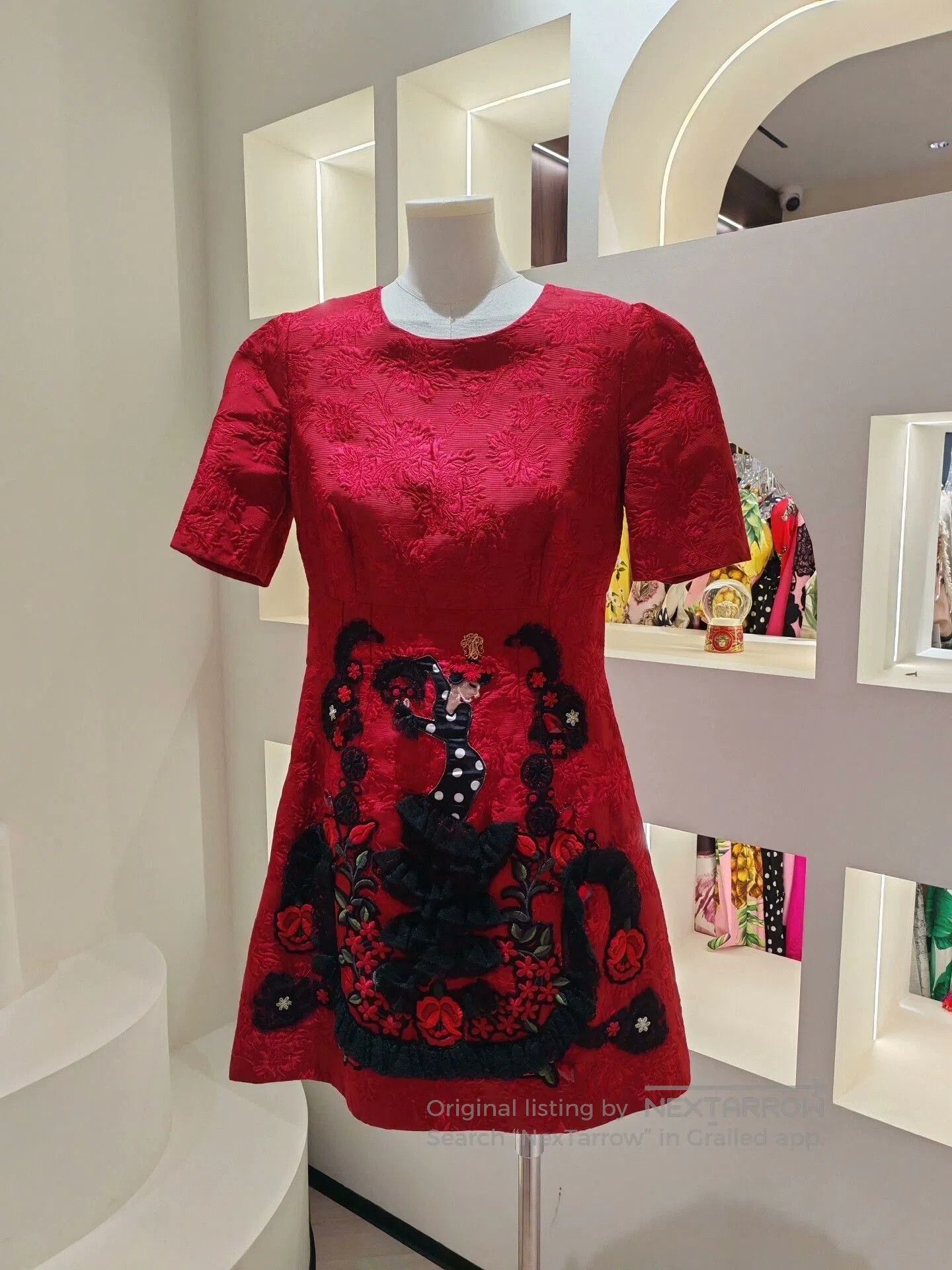 Dolce & Gabbana Dolce&Gabbana Red Embroidered Dress. Size S / US 4 / IT 40 - 1 Thumbnail