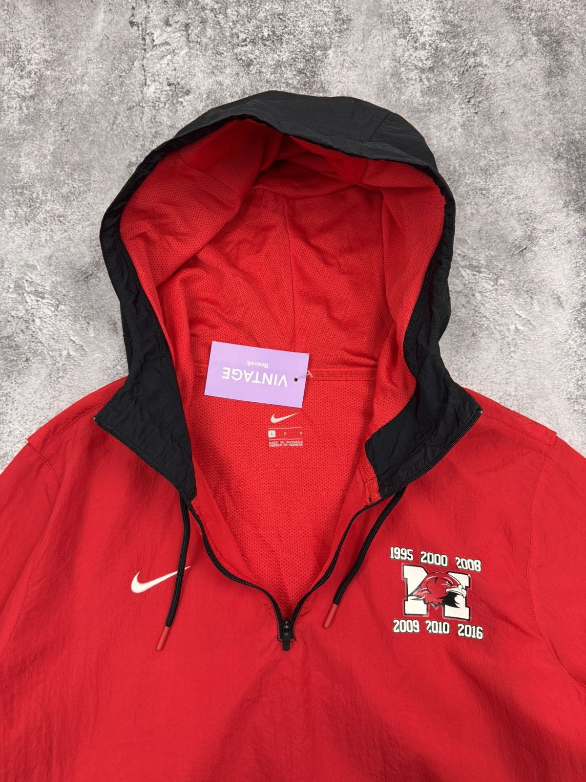 Nike Nike Men Nylon Hooded Windbreaker Red/Black Size L Size US L / EU 52-54 / 3 - 7 Thumbnail