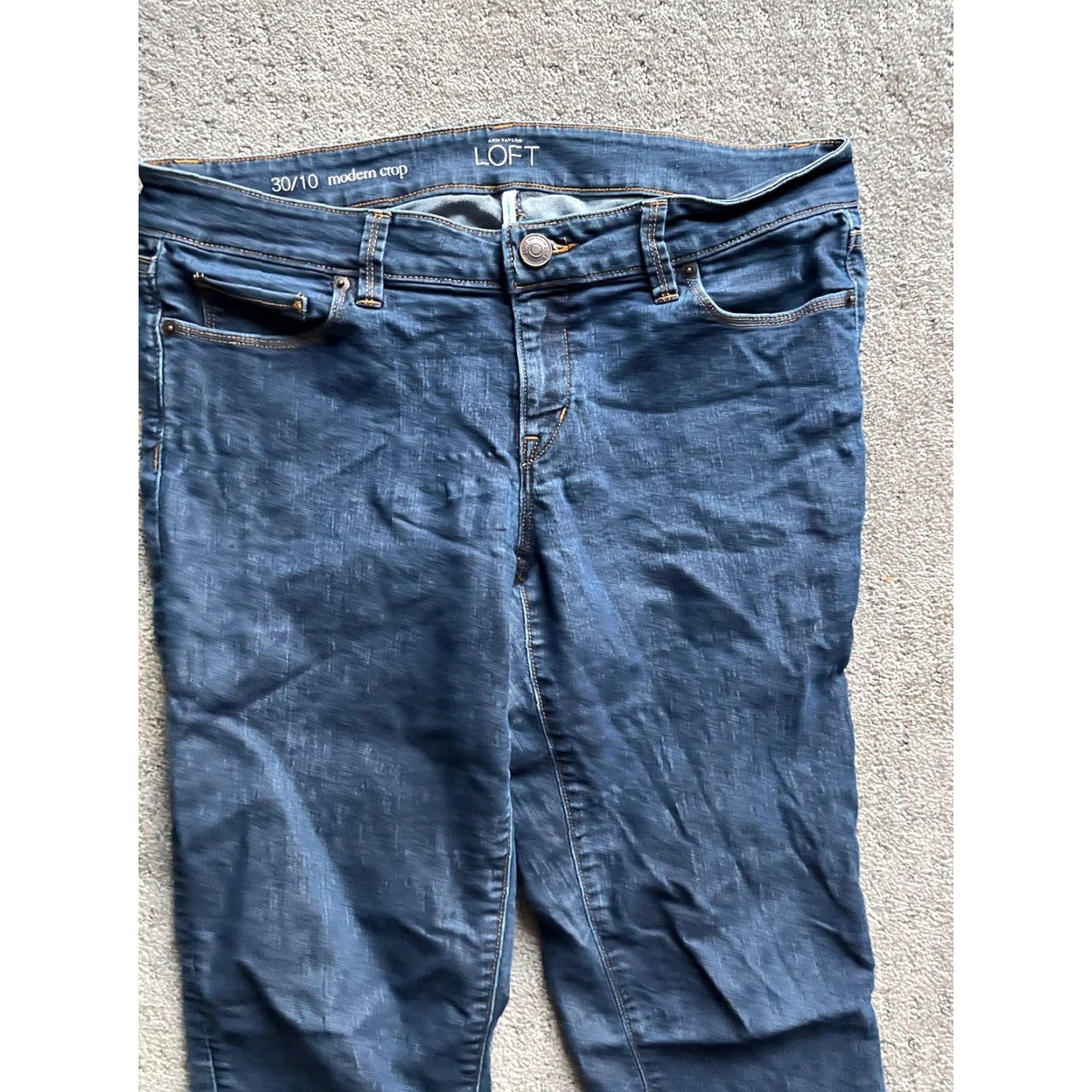 Ann Taylor VINTAGE Ann Taylor Loft Women's Crop Jeans Size 10 Dark Blue Denim Slim Fit 5-Pocket Size 32" / US 10 / IT 46 - 2 Thumbnail
