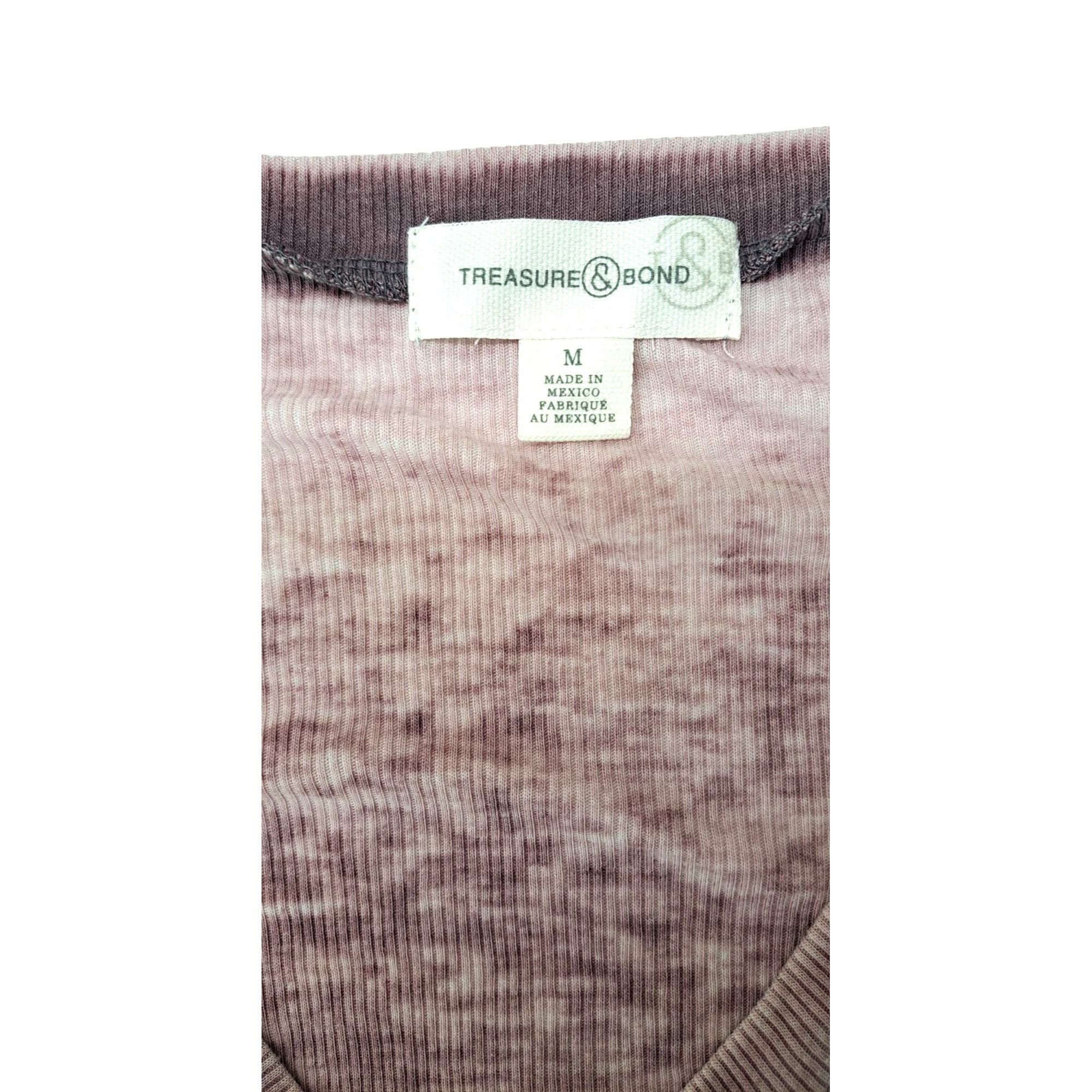 Treasure & Bond Treasure & Bond Women Medium Top Blouse V-Neck Purple Ribbed Size M / US 6-8 / IT 42-44 - 4 Thumbnail