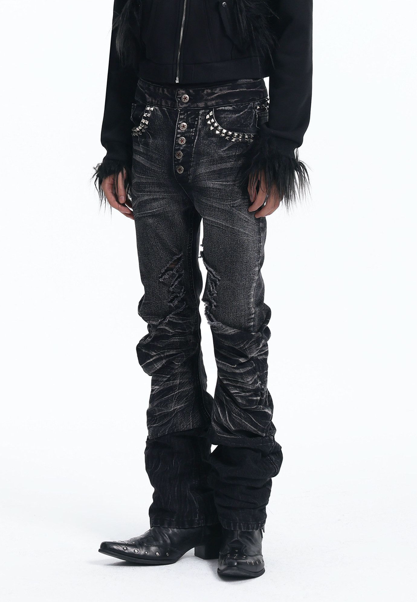 Japanese Brand Crack Washed Pants Size US 32 / EU 48 - 1 Thumbnail