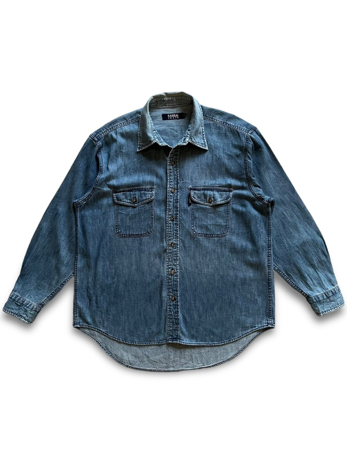 Kansai Yamamoto SALES🔥Vintage Kansai Jeans Button Ups Denim Size US L / EU 52-54 / 3 - 2 Thumbnail