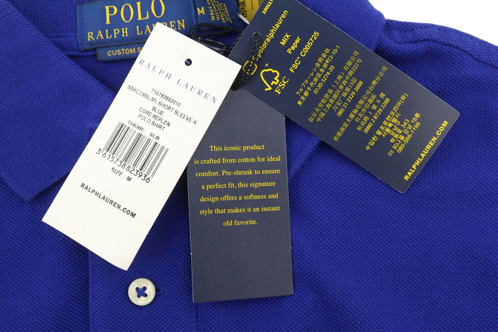Ralph Lauren CUSTOM SLIM FIT M Mid Blue Embroidered Logo 87902 Size US M / EU 48-50 / 2 - 9 Thumbnail