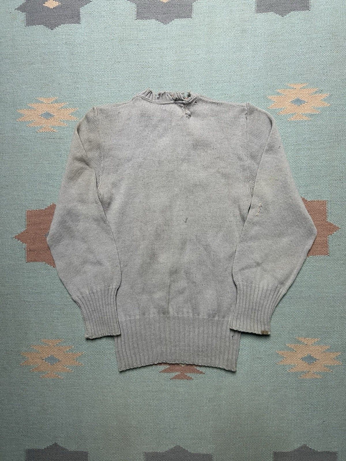 Vintage Vtg 1940s wool knit sweater campus distressed repaired XS/S Size US S / EU 44-46 / 1 - 8 Thumbnail
