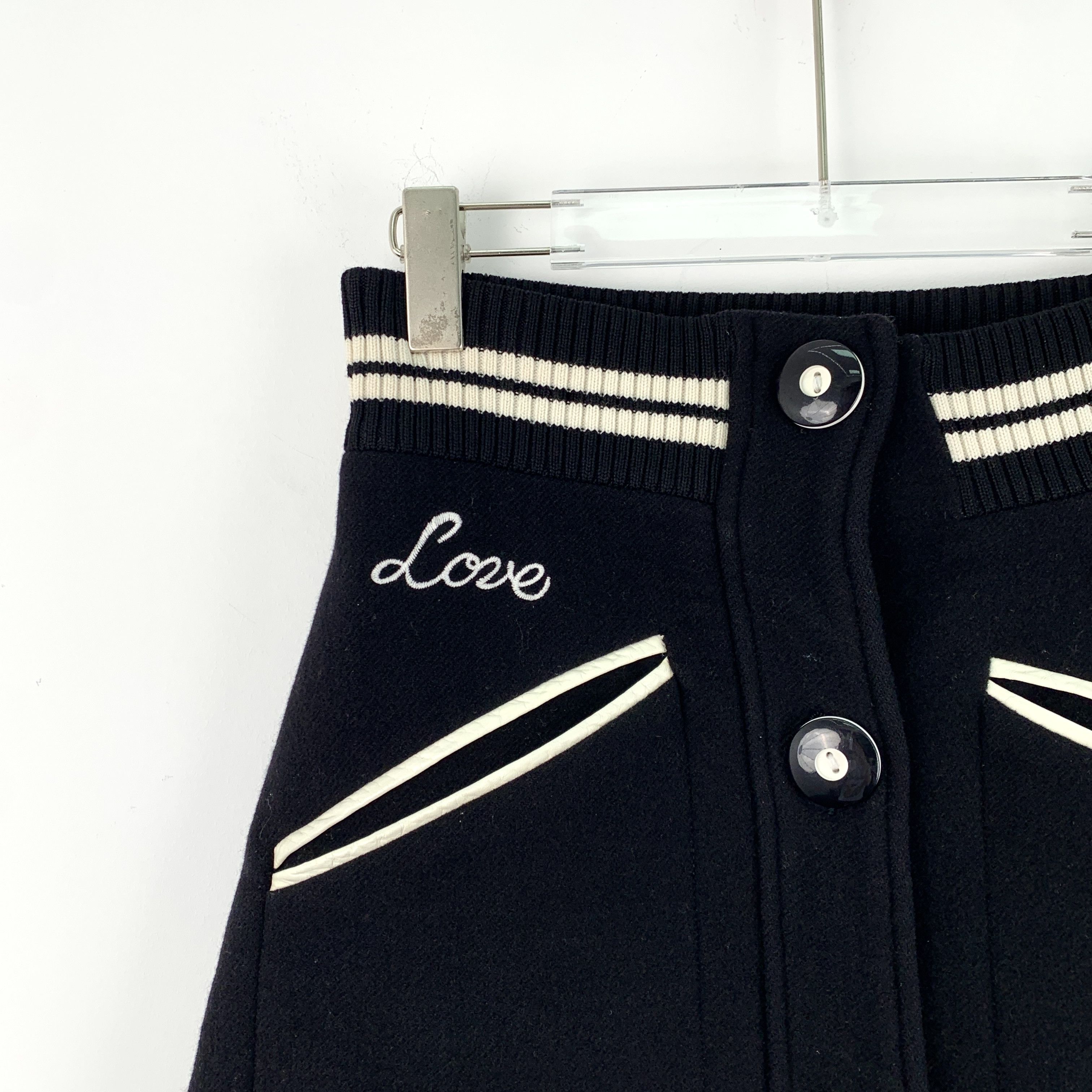 Miu Miu Miu Miu Knit Skirt Black Wool Buttoned Midi (Size M) Size 27" / US 4 / IT 40 - 7 Thumbnail