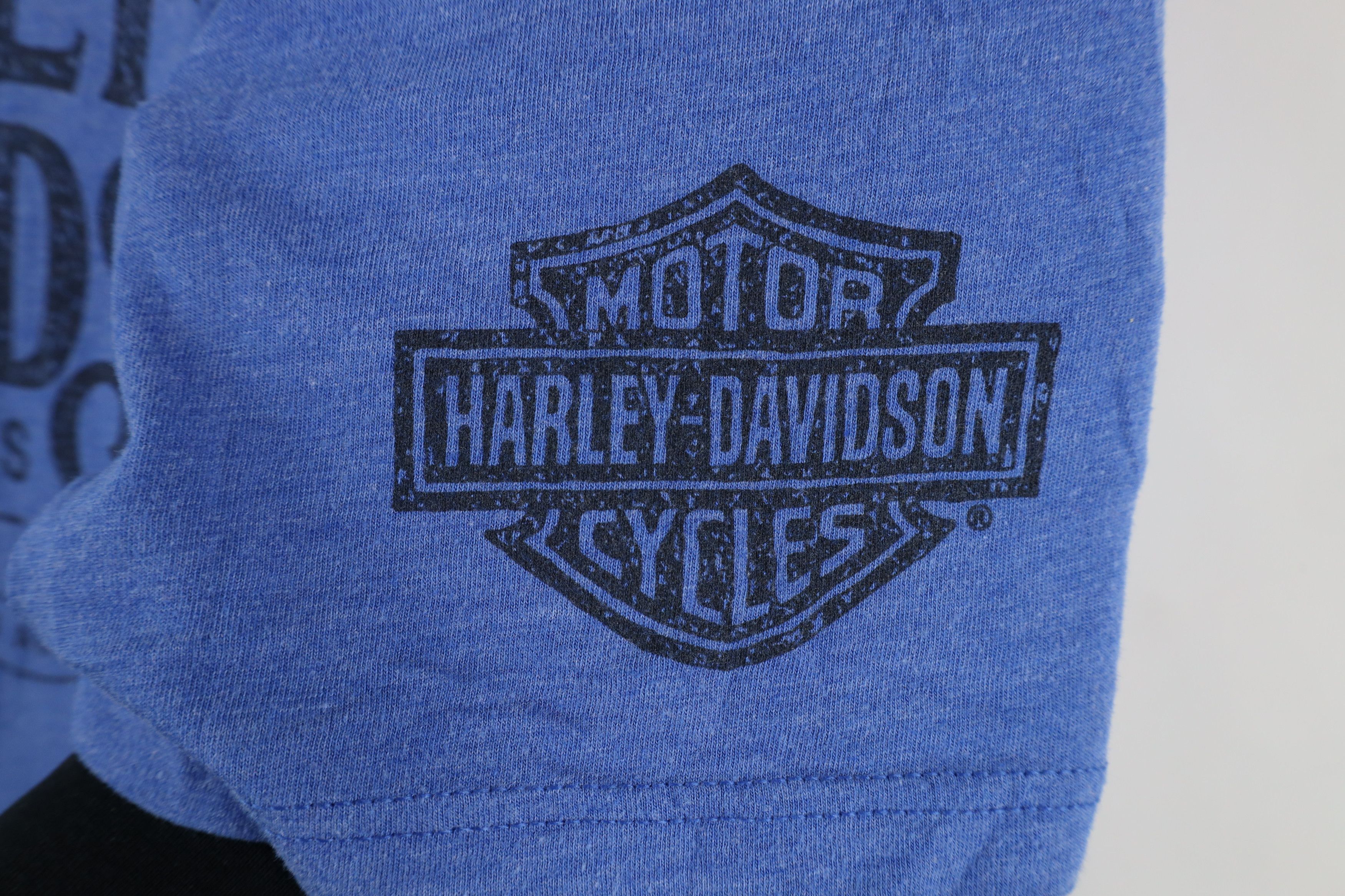 Harley Davidson × Vintage Y2K Harley Davidson Spell Out Big Logo T-Shirt Heather Blue Size US XXL / EU 58 / 5 - 4 Thumbnail