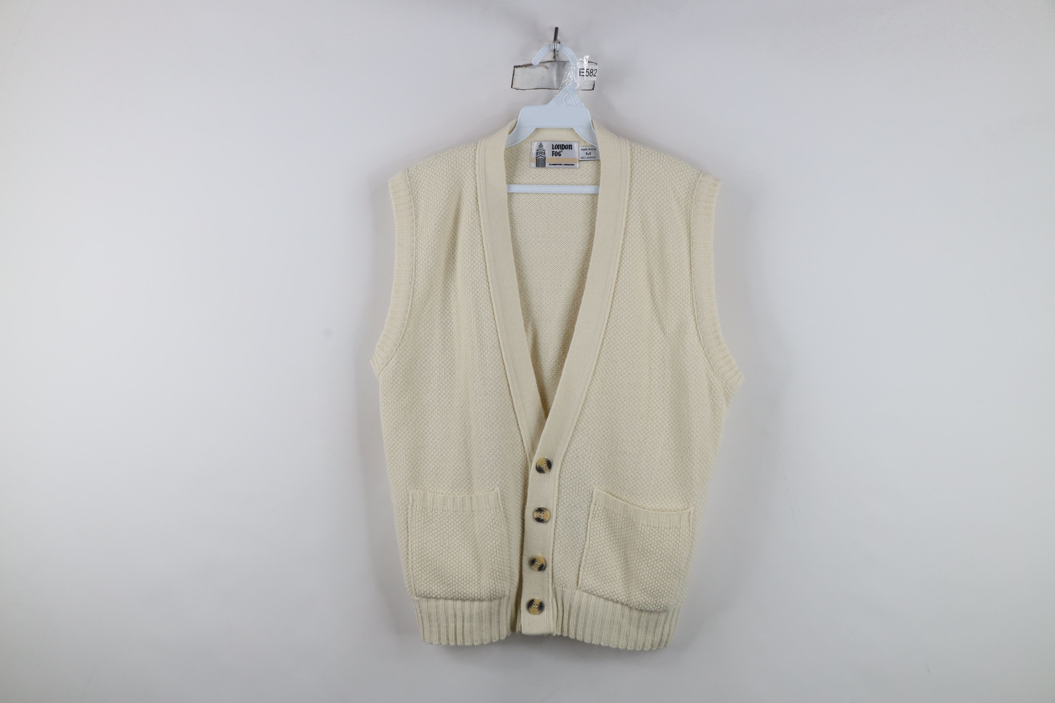 Vintage Vintage 90s Streetwear Waffle Knit Cardigan Sweater Vest USA Size US M / EU 48-50 / 2 - 1 Thumbnail