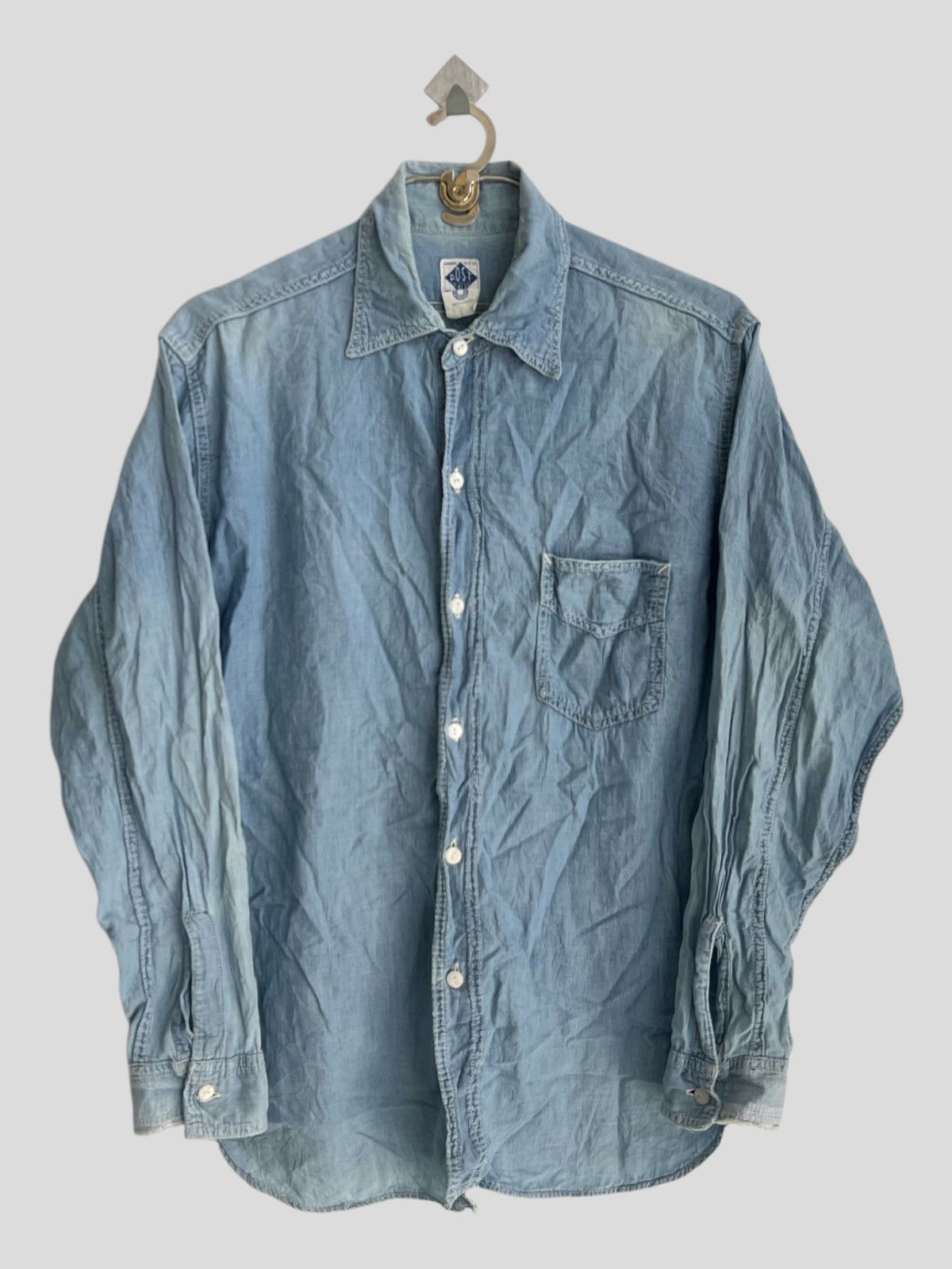 Post Overalls Vintage Post O'all 🇺🇸 Made Distressed Wash Denim Shirt Jacket Size US L / EU 52-54 / 3 - 2 Thumbnail