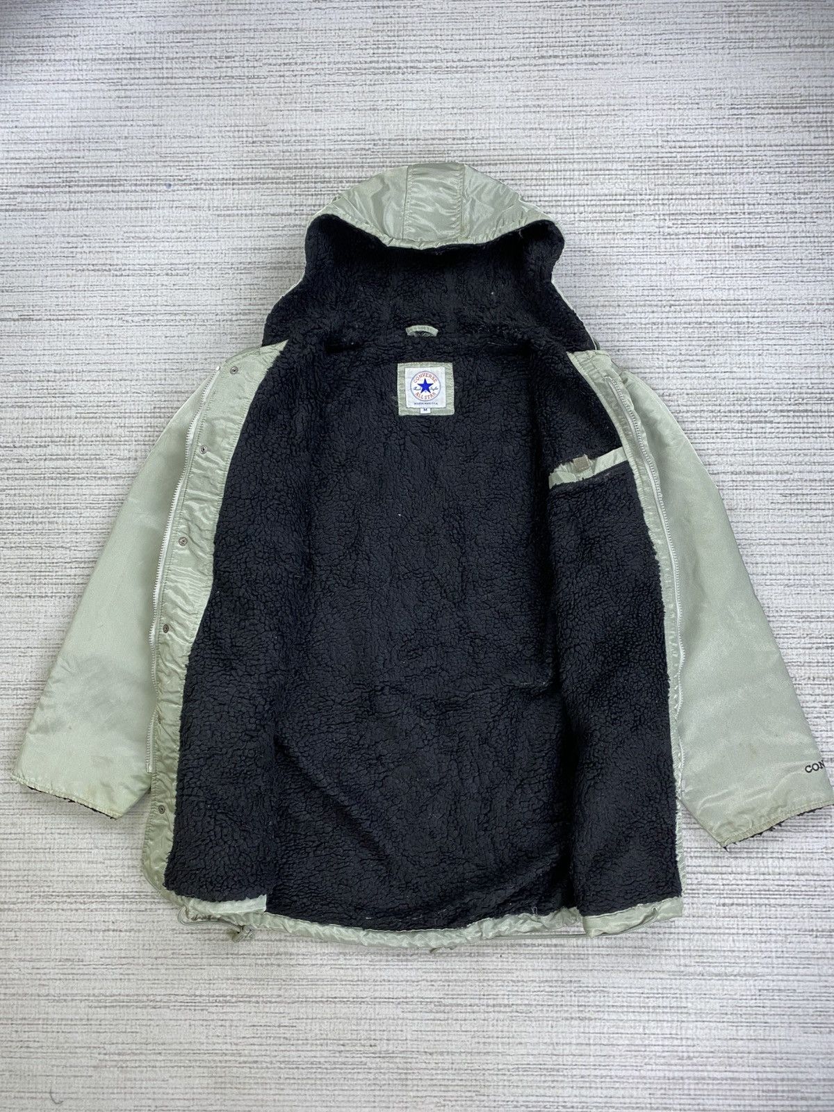 Converse × Japanese Brand × Vintage Vintage 90s Converse Big Logo Lined Sherpa Hoodie Jacket Size US L / EU 52-54 / 3 - 9 Thumbnail