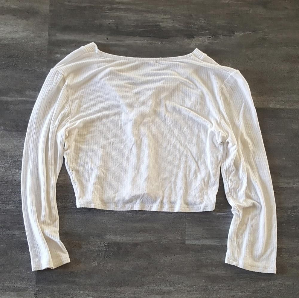 Designer White Classic Laced Up 3/4 Sleeve Size S / US 4 / IT 40 - 2 Thumbnail