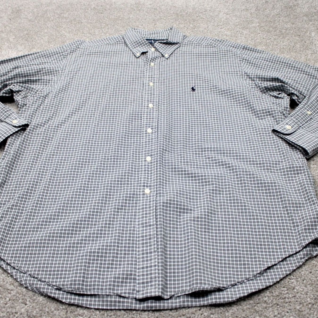 Ralph Lauren Ralph Lauren Yarmouth Dress Shirt Mens 17 1/2 35 Black/Blue/White Cotton L/S Shirt Mens Regular 100% Cotton Solid Logo Preppy Classic Women? No Size 48R - 3 Thumbnail