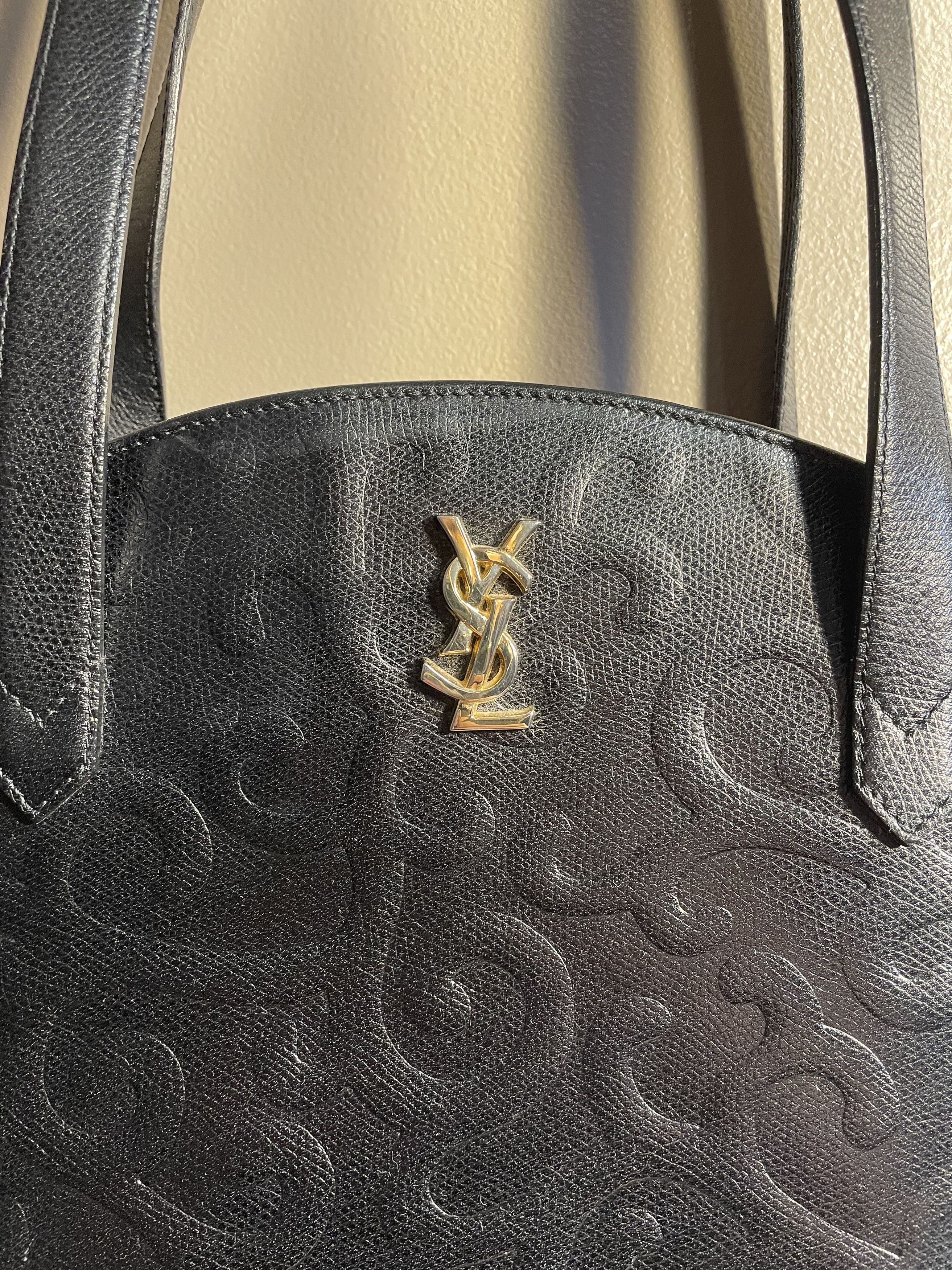 Yves Saint Laurent YSL Logo Arabesque Pattern Leather Shoulder bag Black Size ONE SIZE - 3 Thumbnail