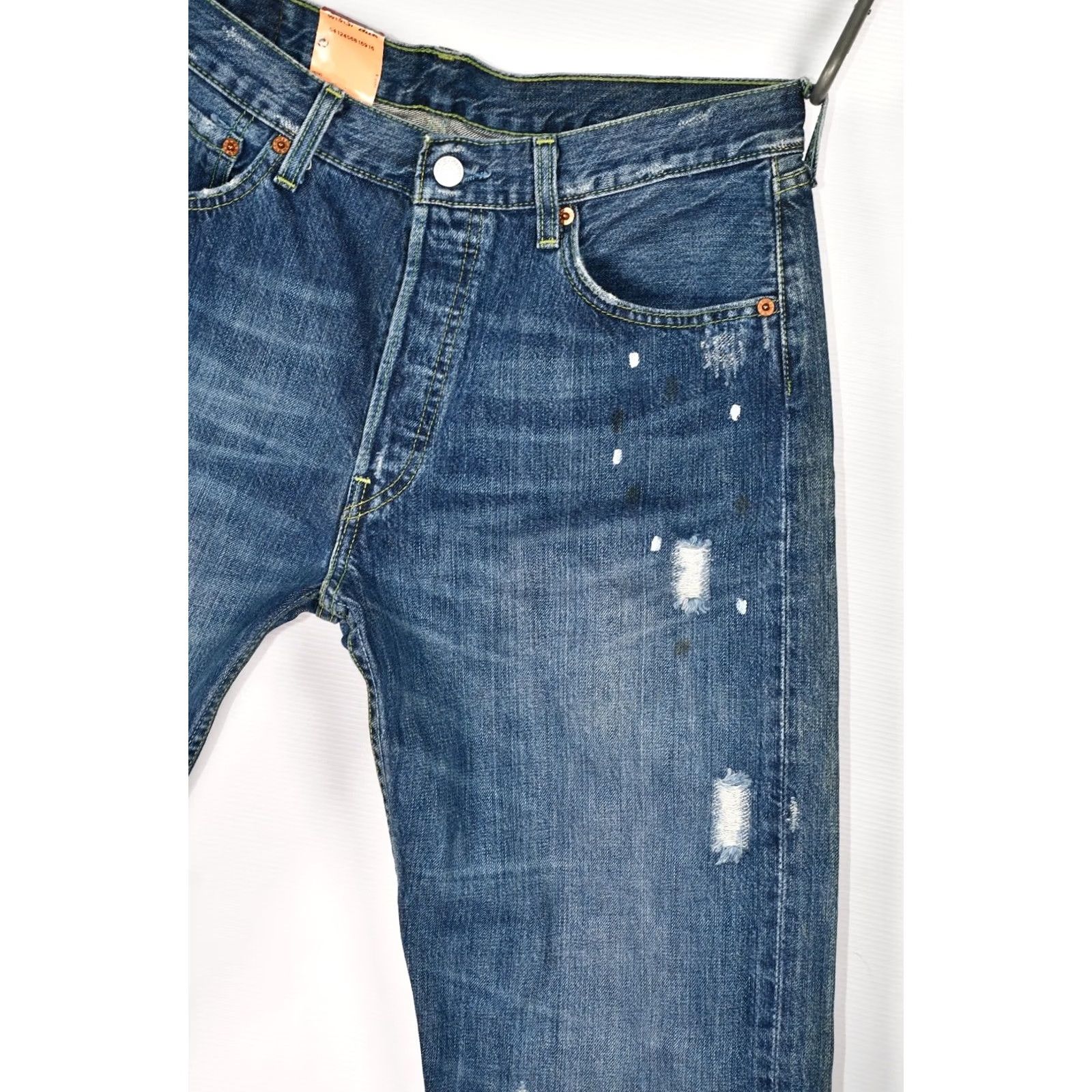 Levi's VINTAGE Levi’s 501 Jeans Mens Distressed Denim 33x32 Blue Cotton 5-Pocket Straight Retro Shirt Size US 33 - 6 Thumbnail