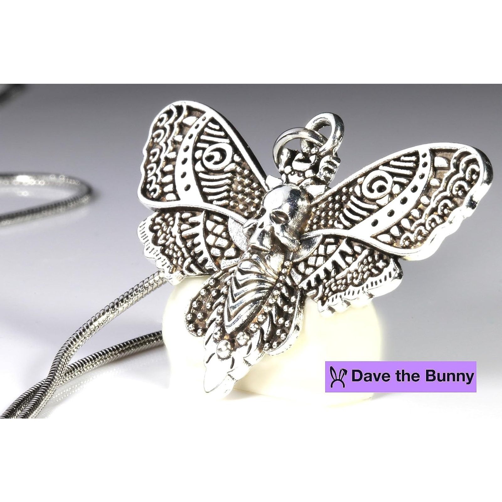 & Other Stories Gothic Jewelry Moth Necklace Dead Head Charm Pendant Size ONE SIZE - 5 Thumbnail