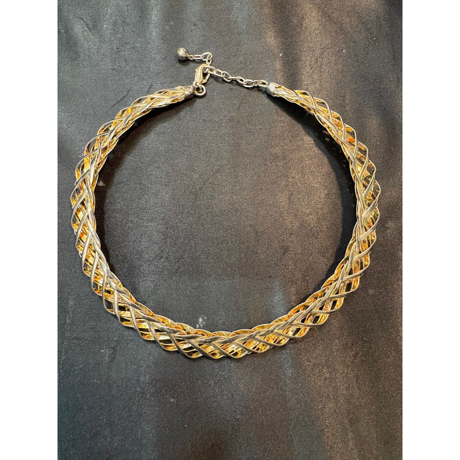 Other Vintage Two Tone Braided Chain Collar Necklace 55g Size ONE SIZE - 4 Thumbnail