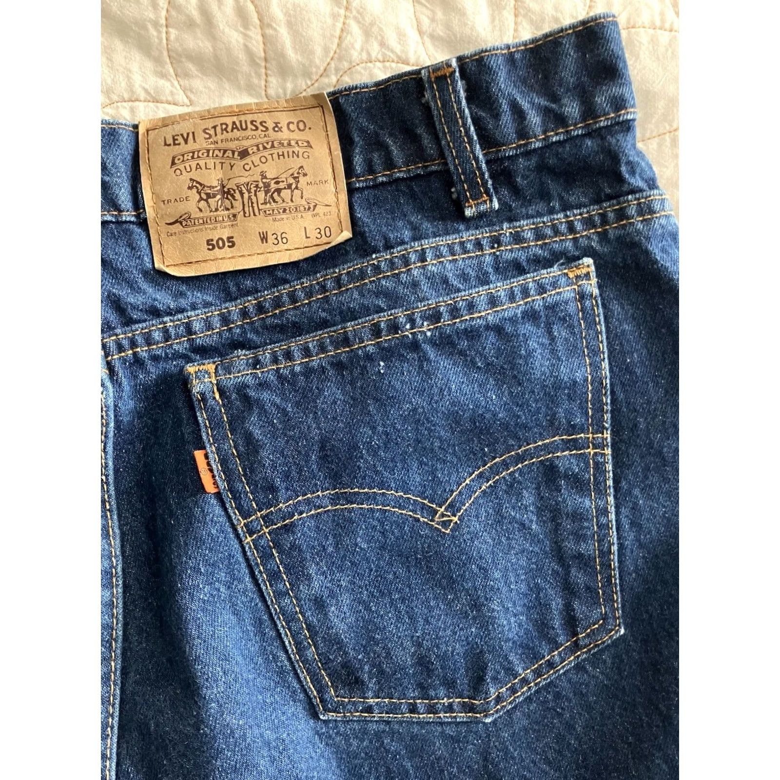 Levi's Levi's 505 Jeans Regular Fit Denim 36x28 Blue Orange Tab 80s 90s Mens Straight Citations: USA Size US 36 / EU 52 - 2 Thumbnail