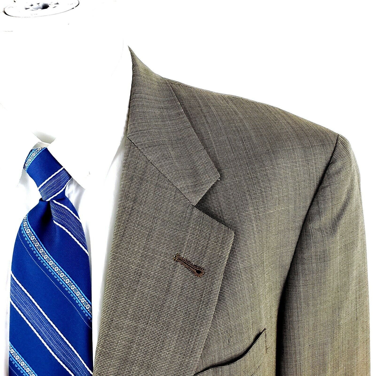 Hart Schaffner Marx Hart Schaffner Marx Wool 2 Button Blazer 42L Tan Nailshead S Size 42L - 2 Thumbnail